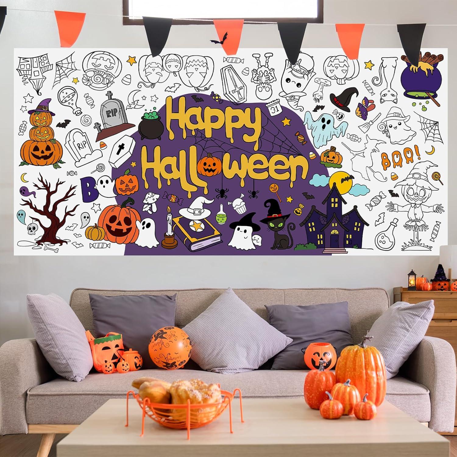 Mantel de Colorear Gigante Hedeey Halloween 183x86 cm Desechable