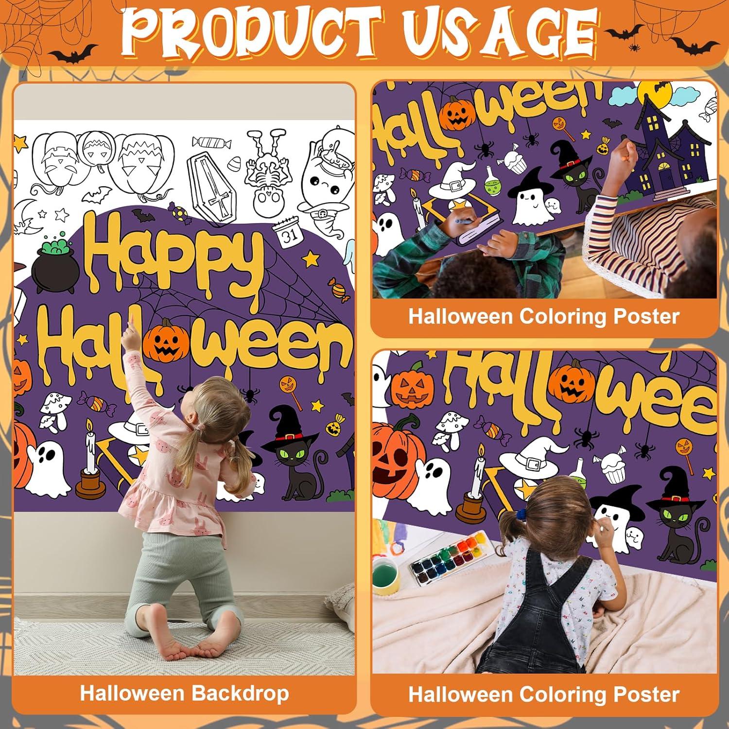 Mantel de Colorear Gigante Hedeey Halloween 183x86 cm Desechable