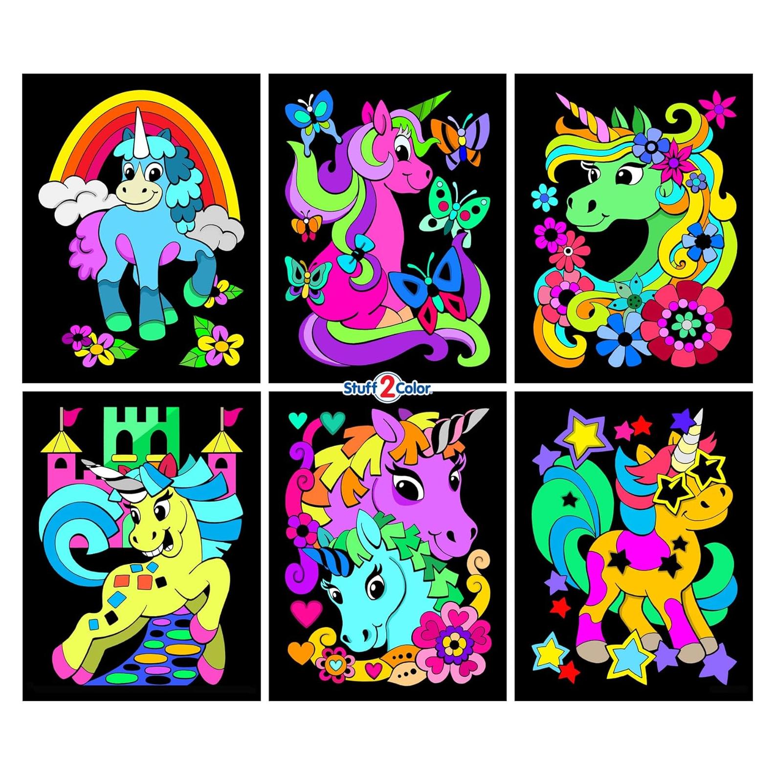 Pósters de Colorear Unicornio Stuff2Color - 6 Unidades