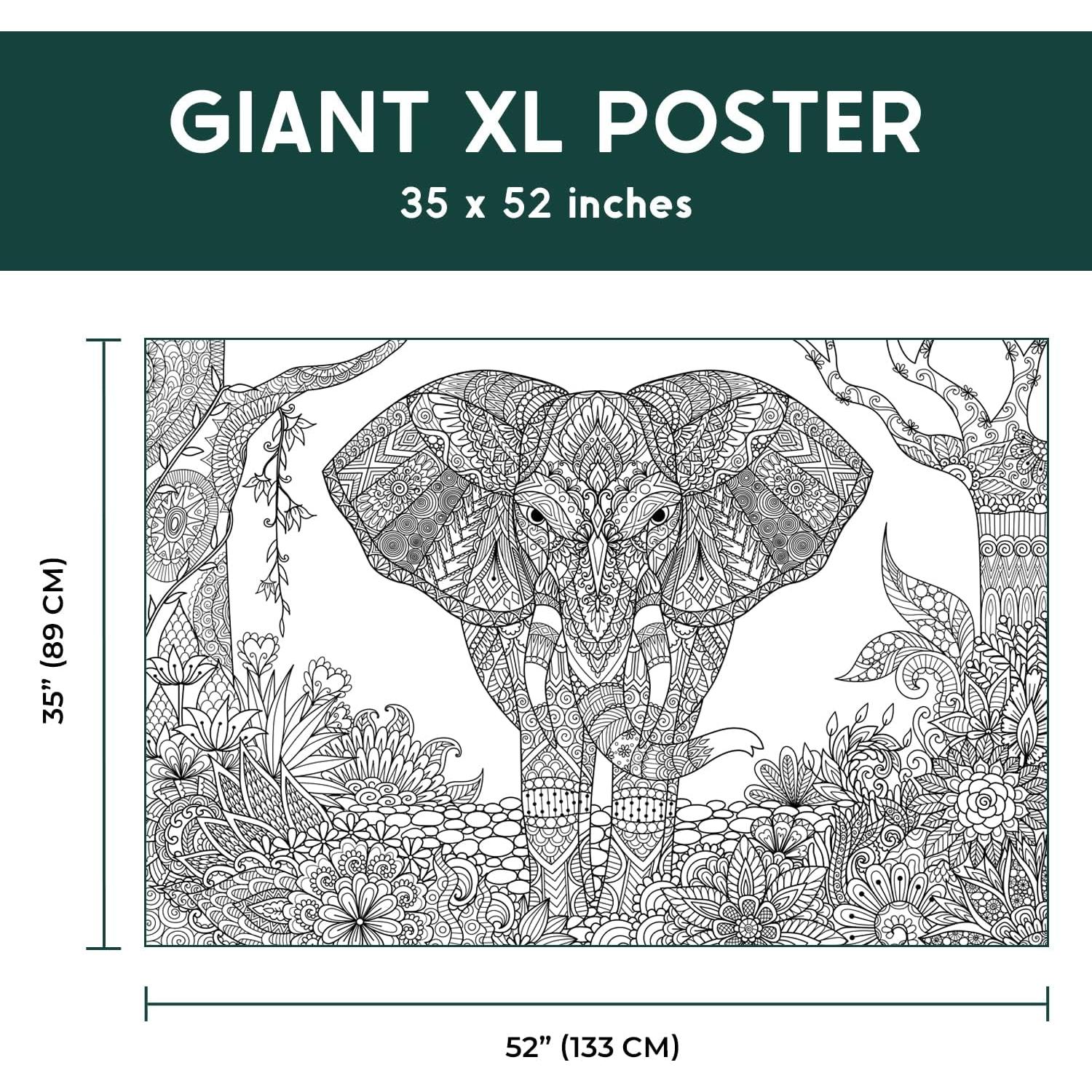 Póster para Colorear Elefante Dekali 132 x 89 cm Papel Grueso