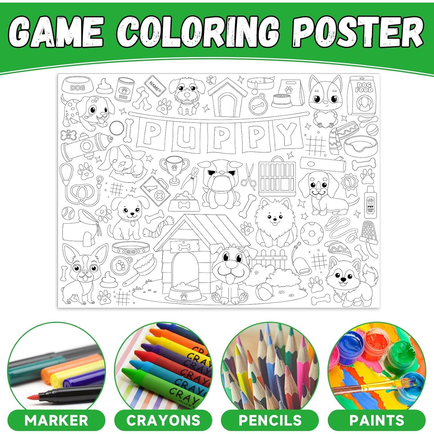 Póster Gigante para Colorear Cachorros Naozinebi 110x80 cm