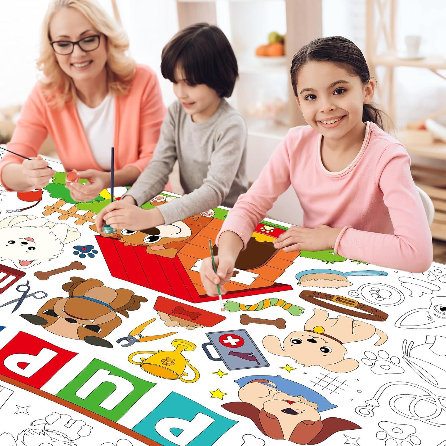 Póster Gigante para Colorear Cachorros Naozinebi 110x80 cm