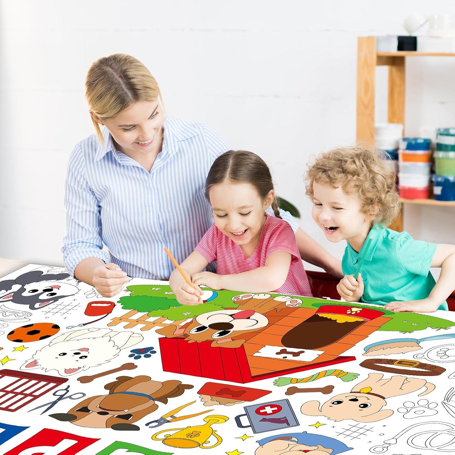 Póster Gigante para Colorear Cachorros Naozinebi 110x80 cm