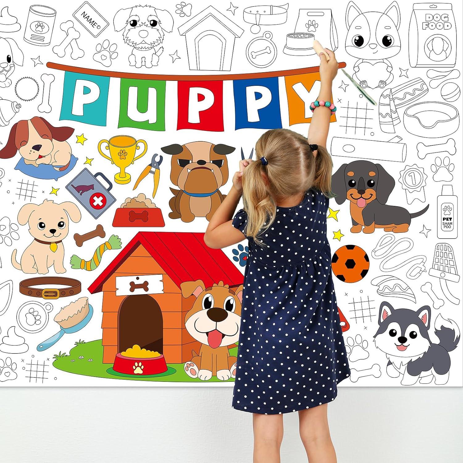 Póster Gigante para Colorear Cachorros Naozinebi 110x80 cm