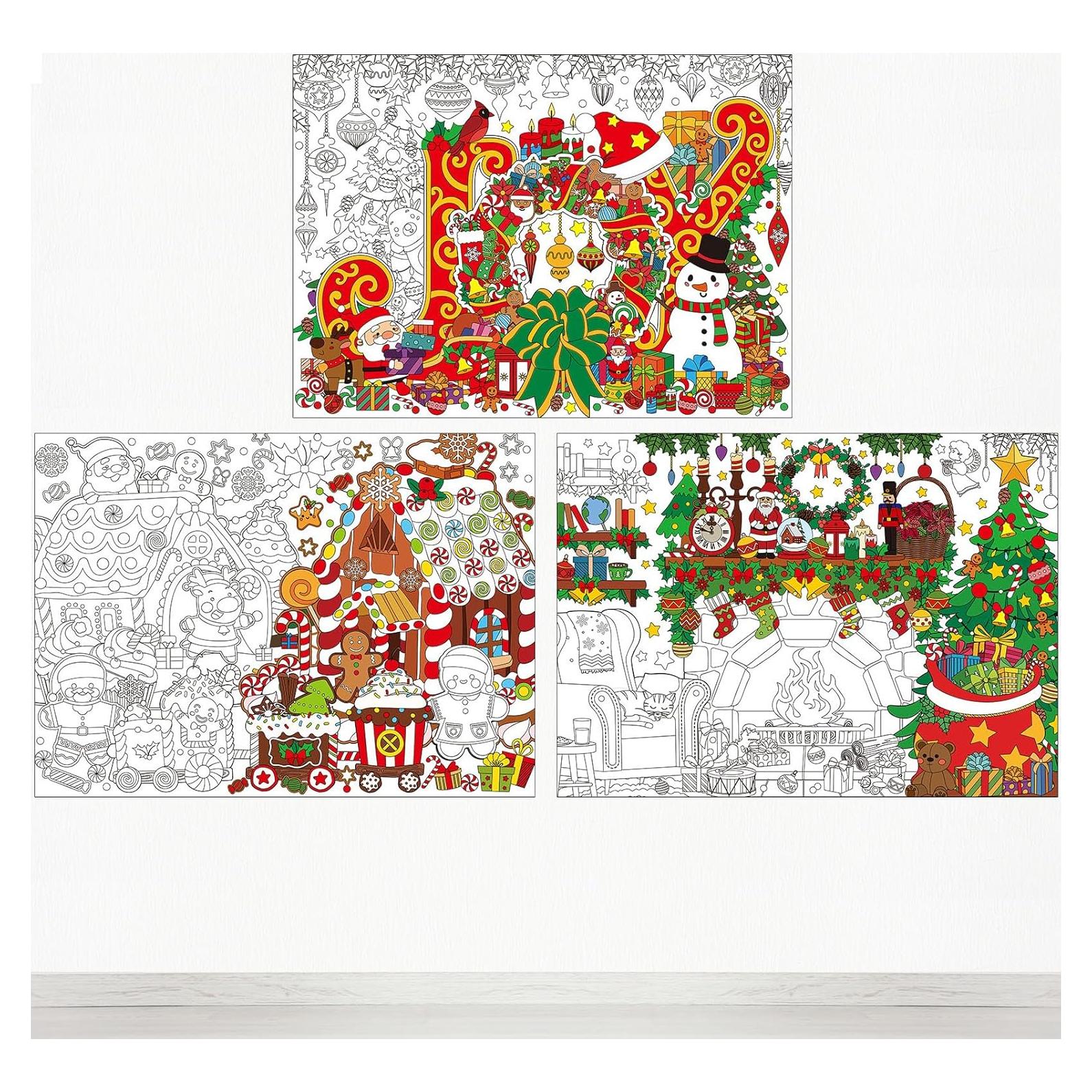 Set de 3 Hojas de Colorear Gigantes Navidad Pasimy 110x80 cm