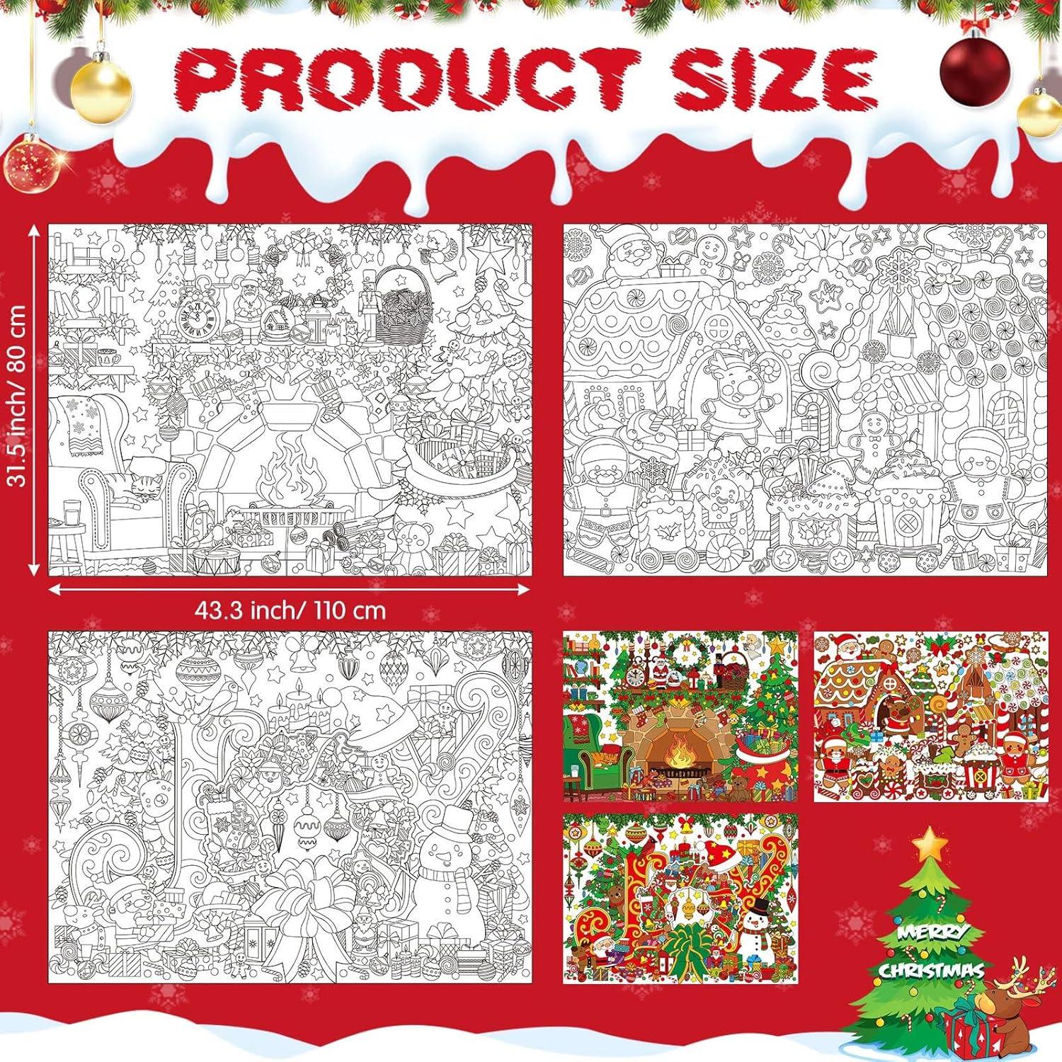 Set de 3 Hojas de Colorear Gigantes Navidad Pasimy 110x80 cm
