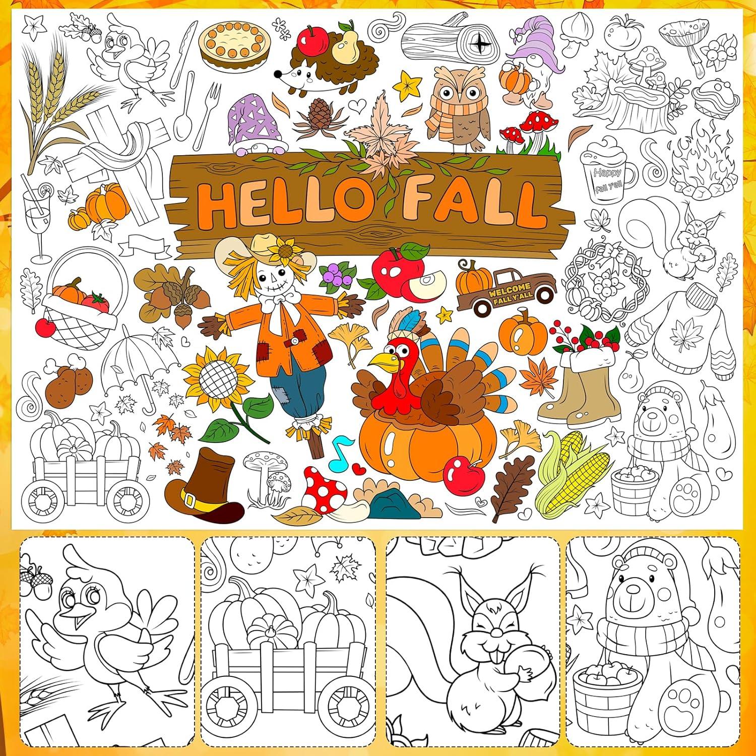 Póster Gigante para Colorear Hola Otoño HOWAF 118x84cm