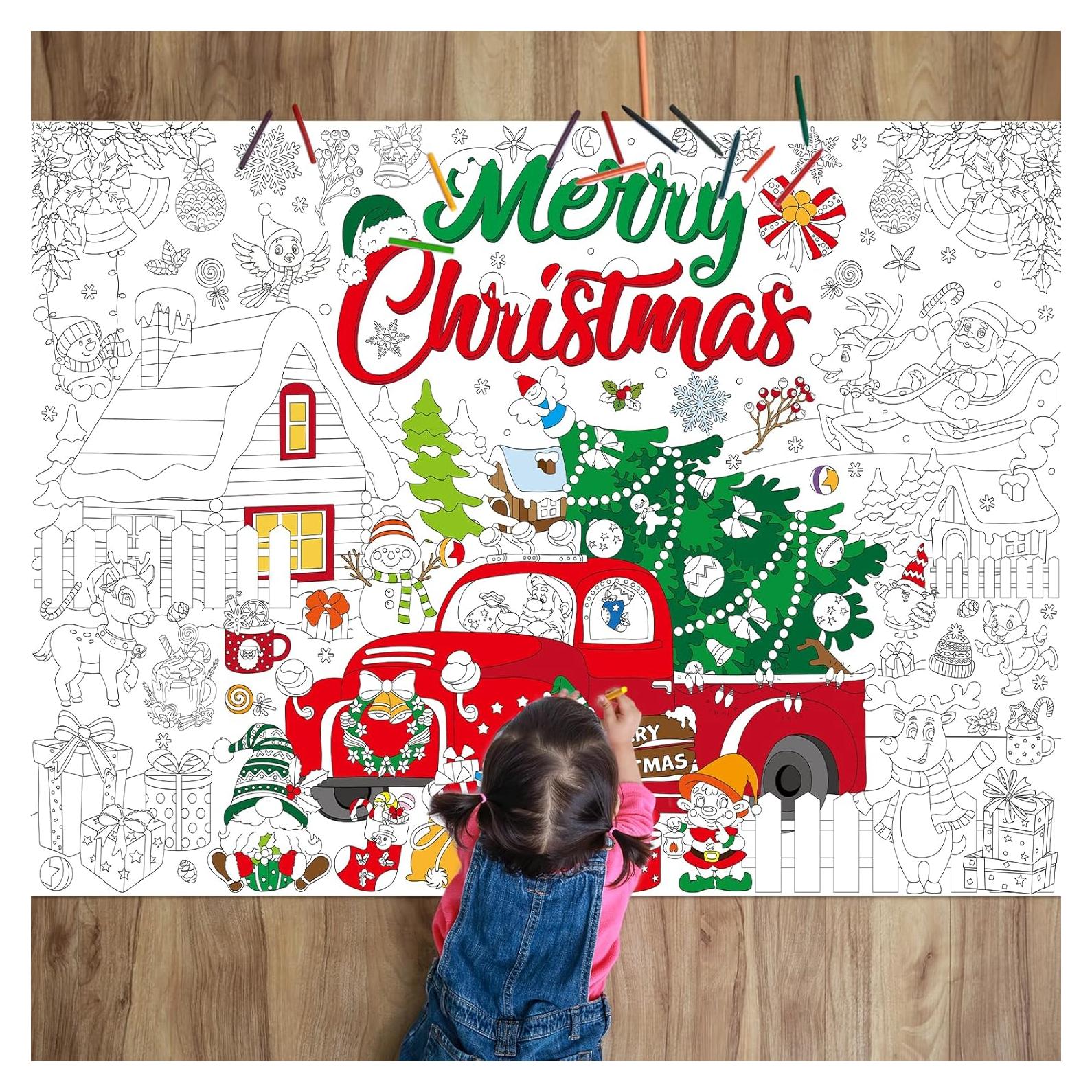 Póster Gigante para Colorear Navidad Naozinebi 110 x 80 cm