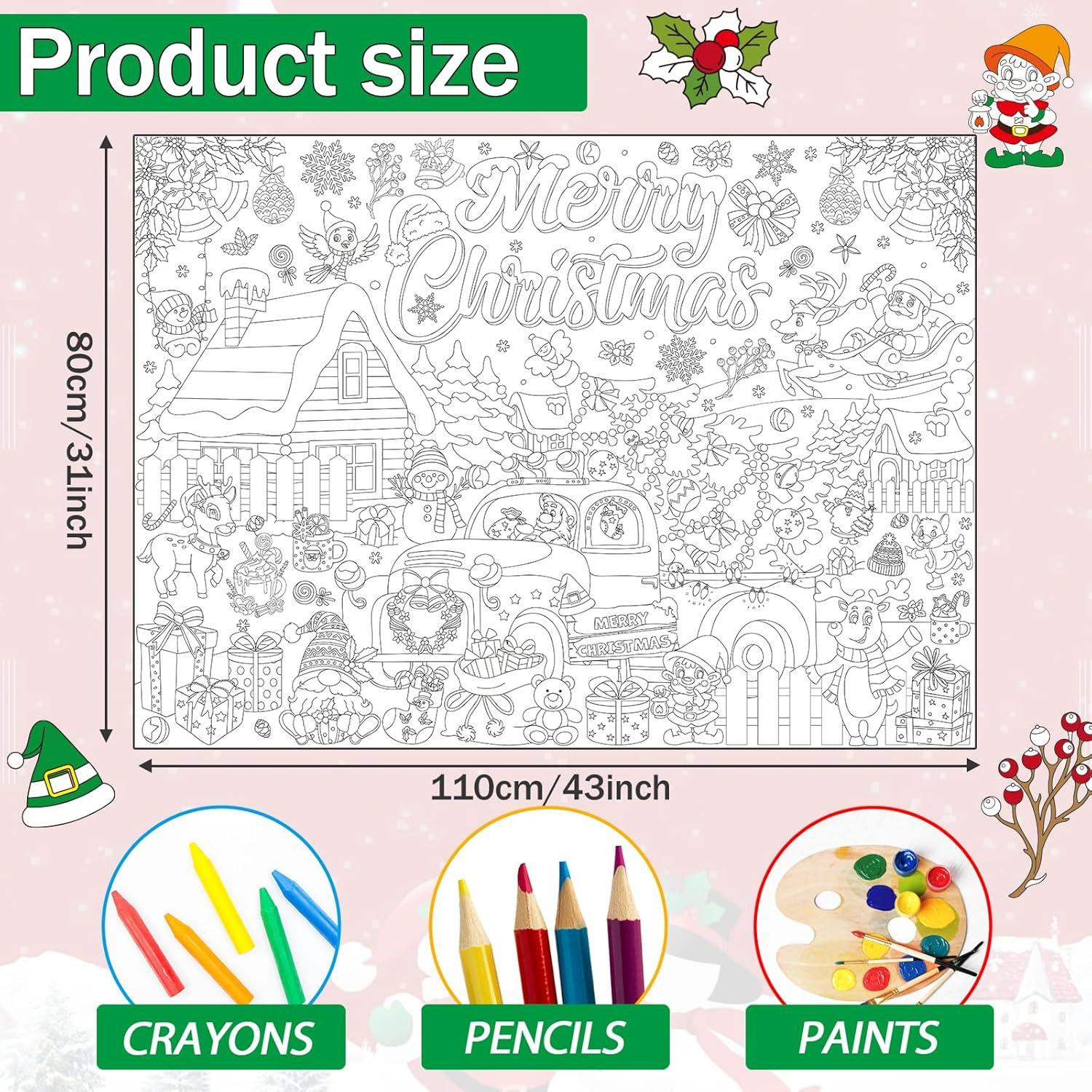 Póster Gigante para Colorear Navidad Naozinebi 110 x 80 cm