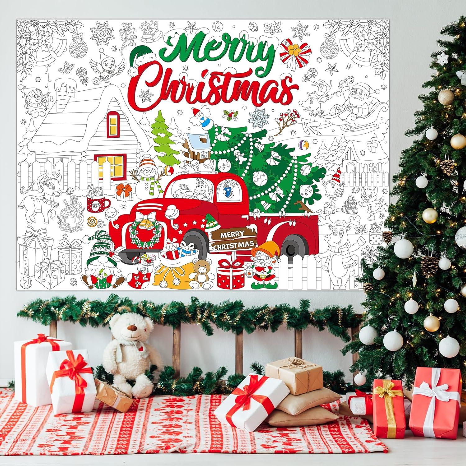 Póster Gigante para Colorear Navidad Naozinebi 110 x 80 cm