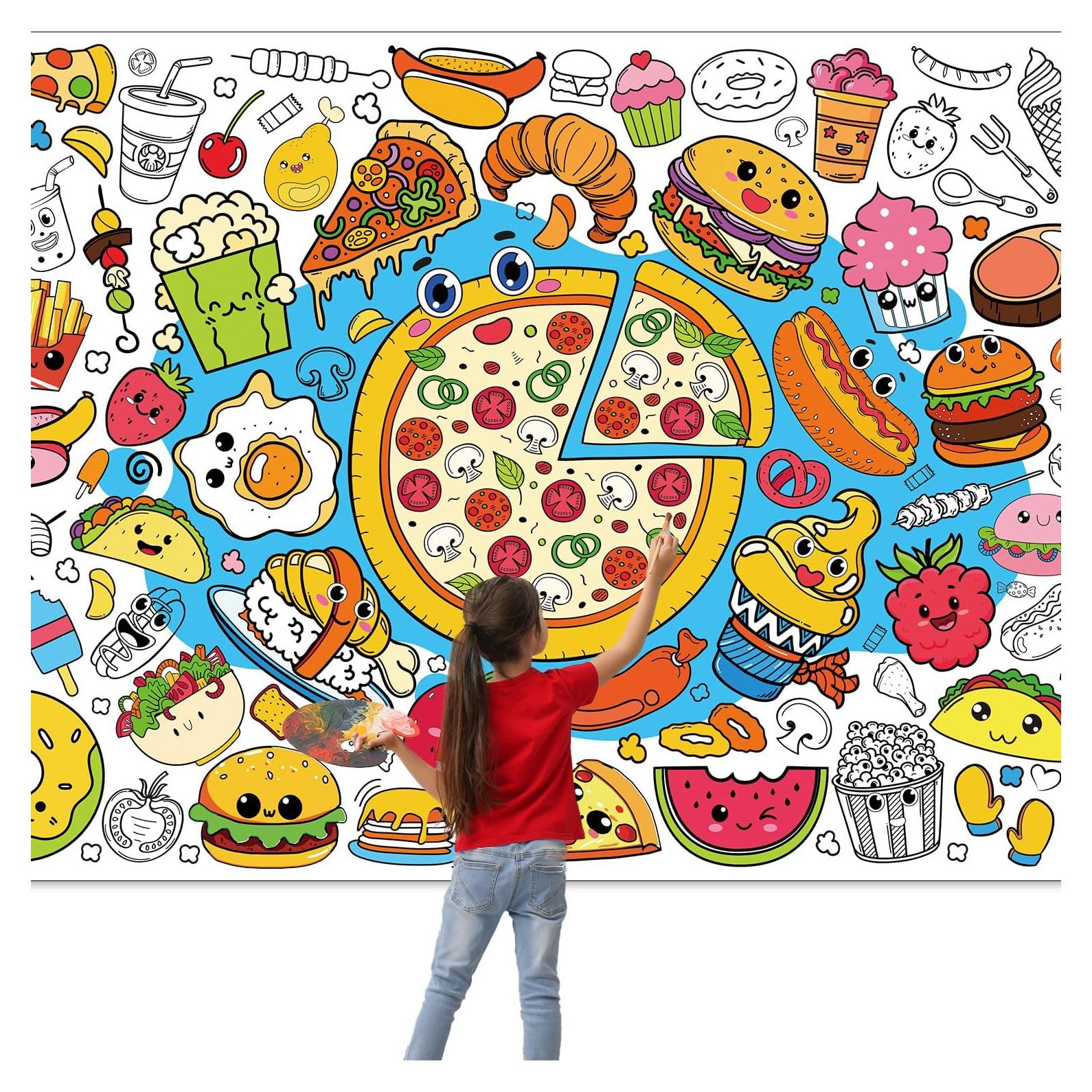 Póster para Colorear Gigante InIsajace 180 x 76 cm Comida