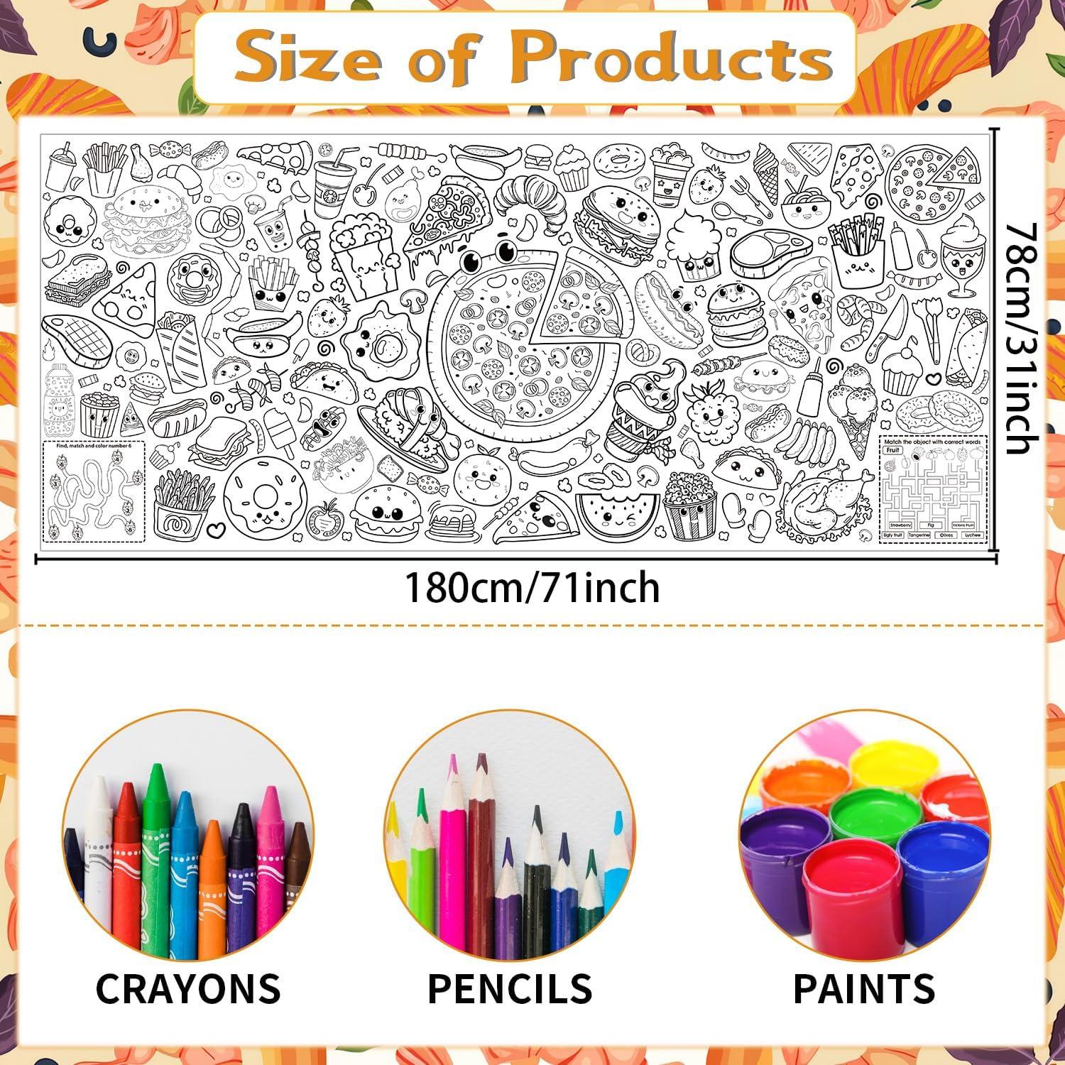 Póster para Colorear Gigante InIsajace 180 x 76 cm Comida