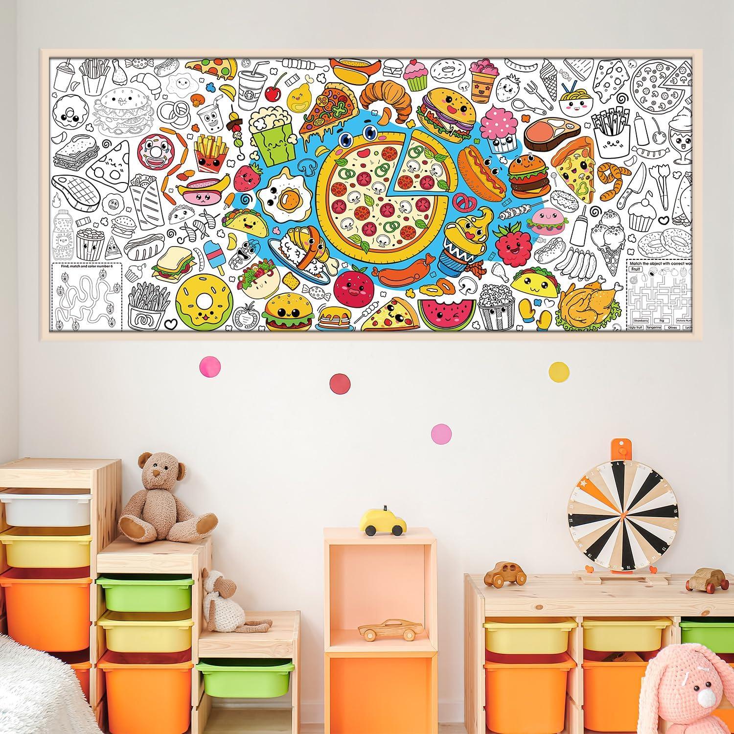 Póster para Colorear Gigante InIsajace 180 x 76 cm Comida
