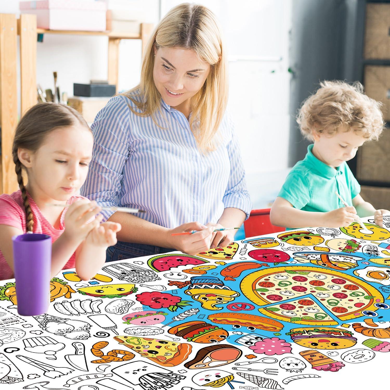 Póster para Colorear Gigante InIsajace 180 x 76 cm Comida