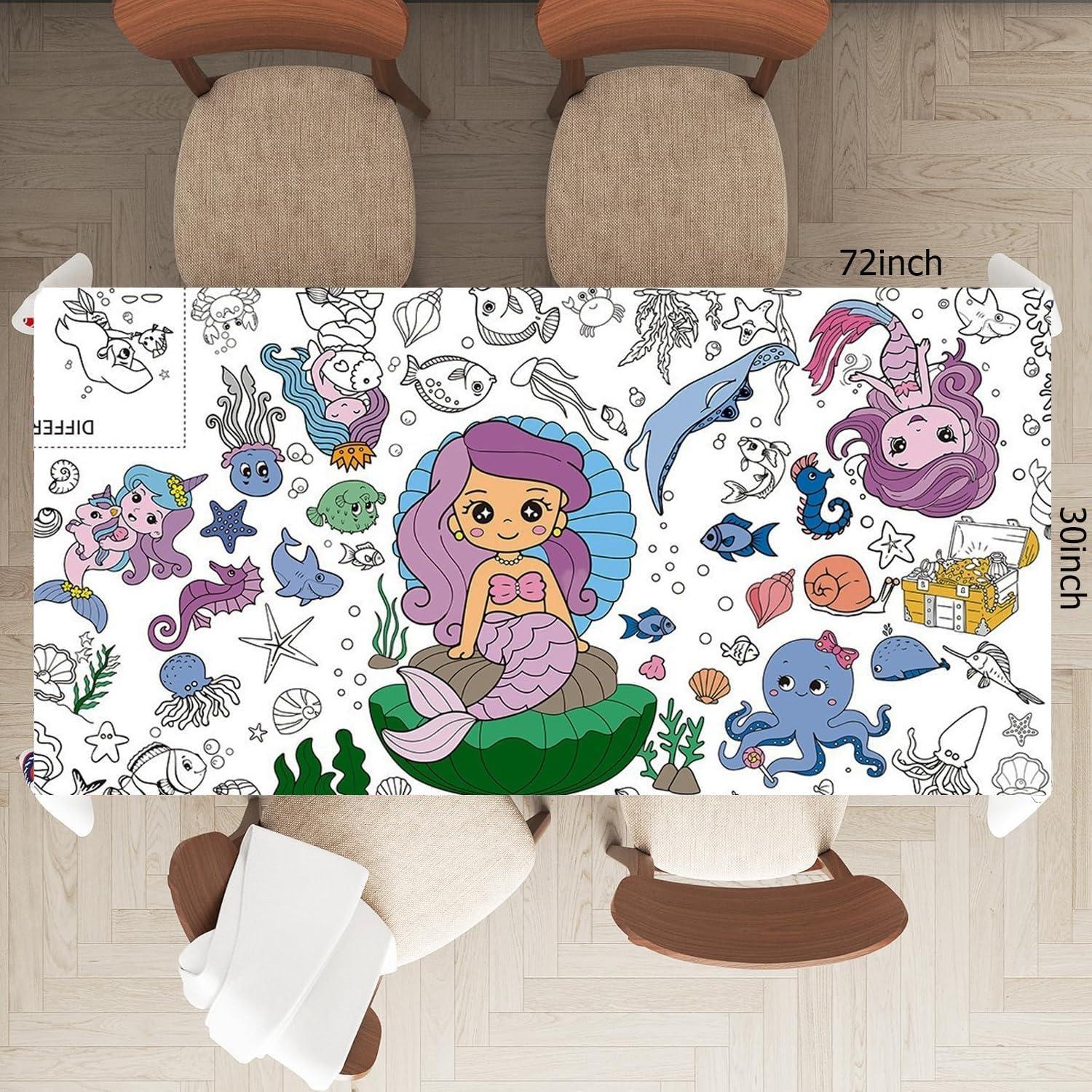 Póster Gigante para Colorear Toylin Sirena y Dinosaurio 178x81cm