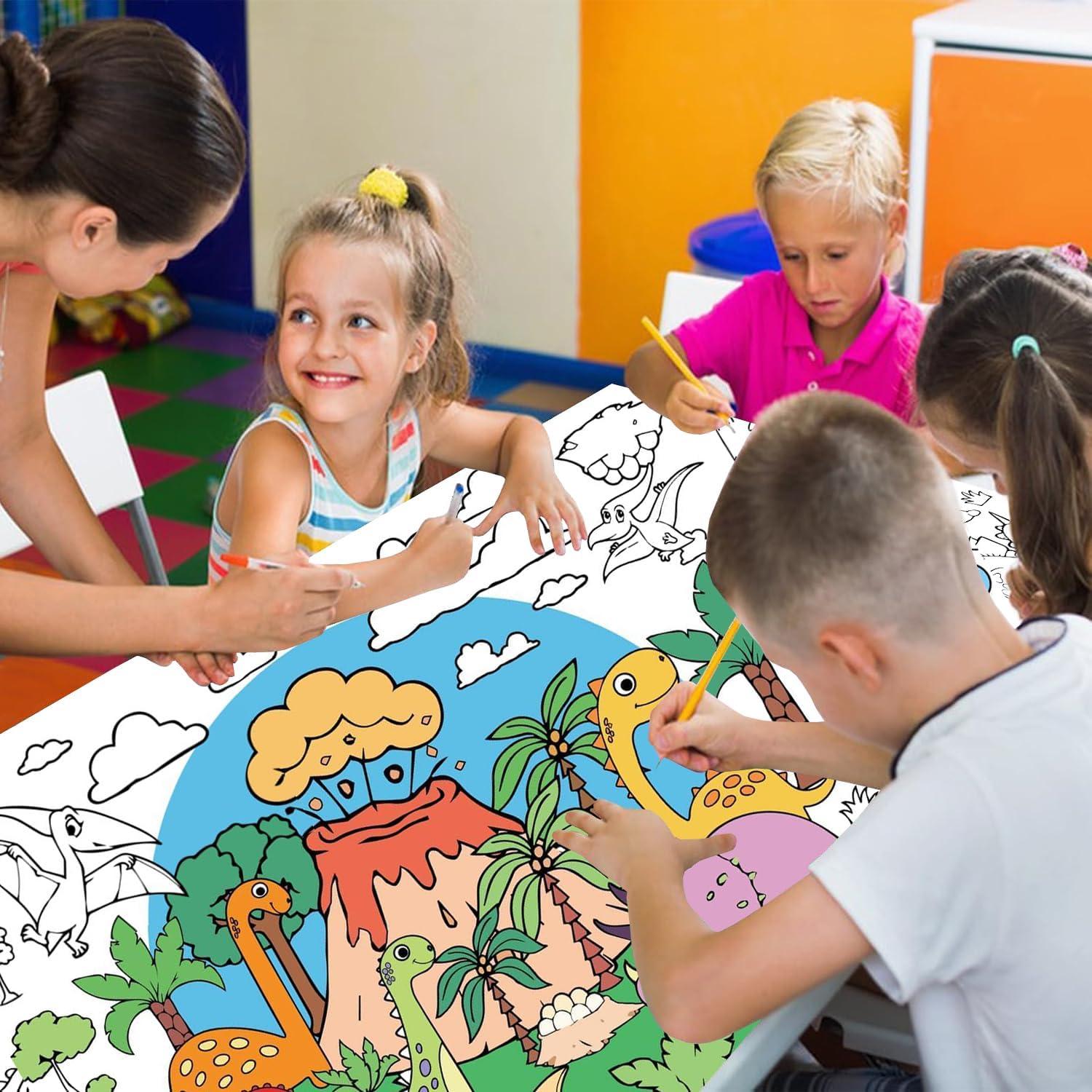 Póster Gigante para Colorear Toylin Sirena y Dinosaurio 178x81cm