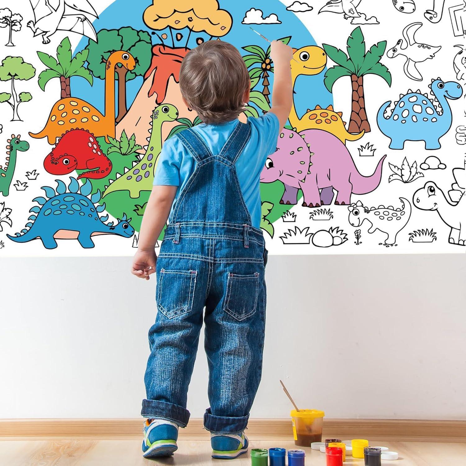 Póster Gigante para Colorear Toylin Sirena y Dinosaurio 178x81cm