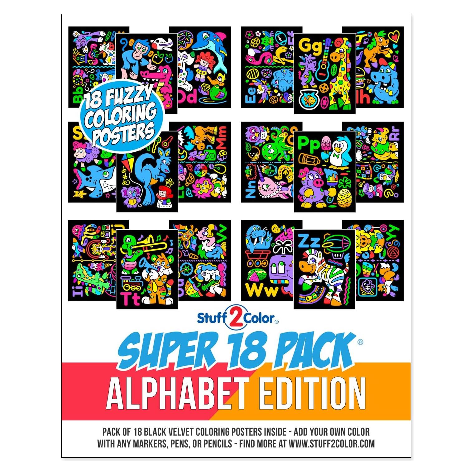 Pack de 18 Pósters para Colorear Terciopelo Difuso - Stuff2Color