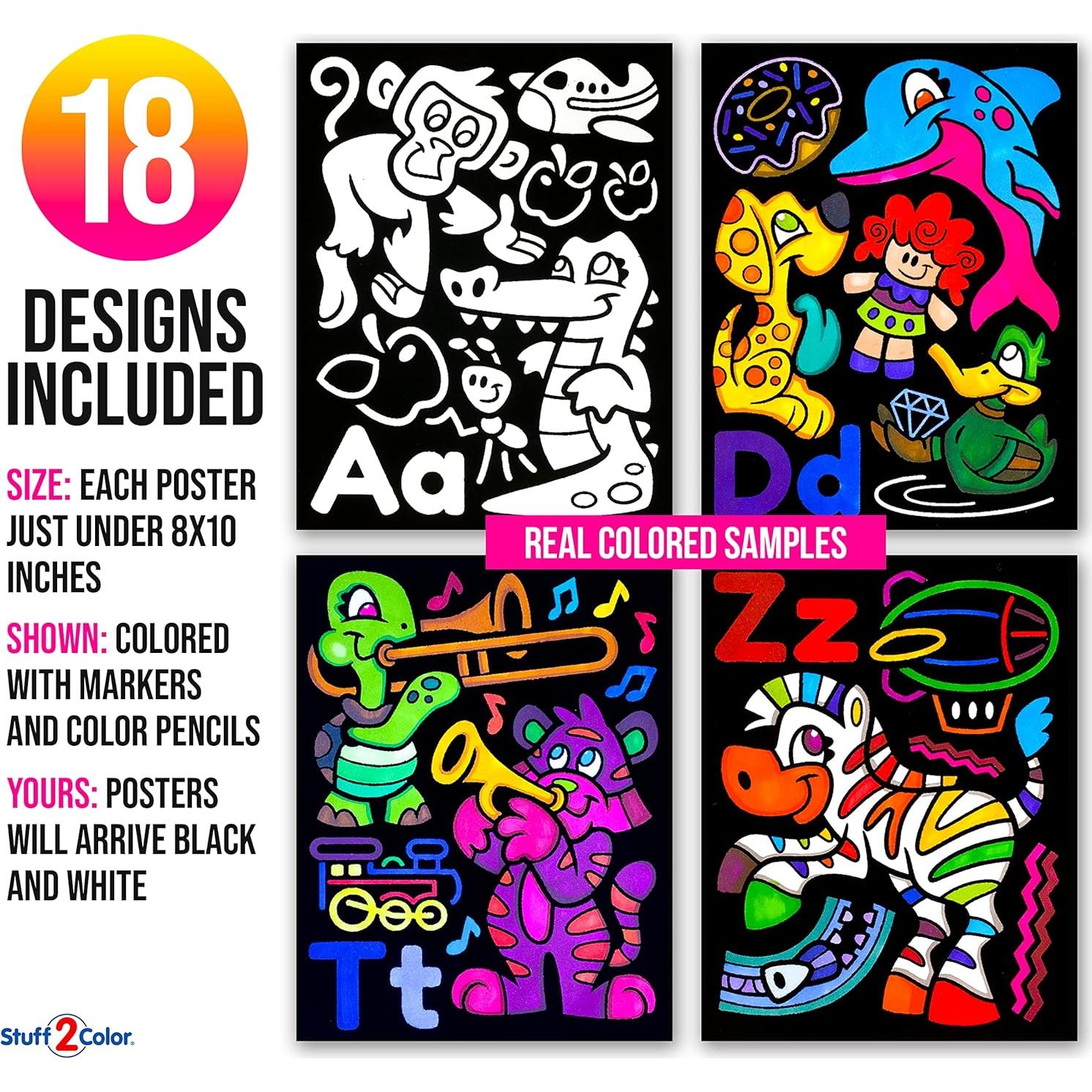 Pack de 18 Pósters para Colorear Terciopelo Difuso - Stuff2Color