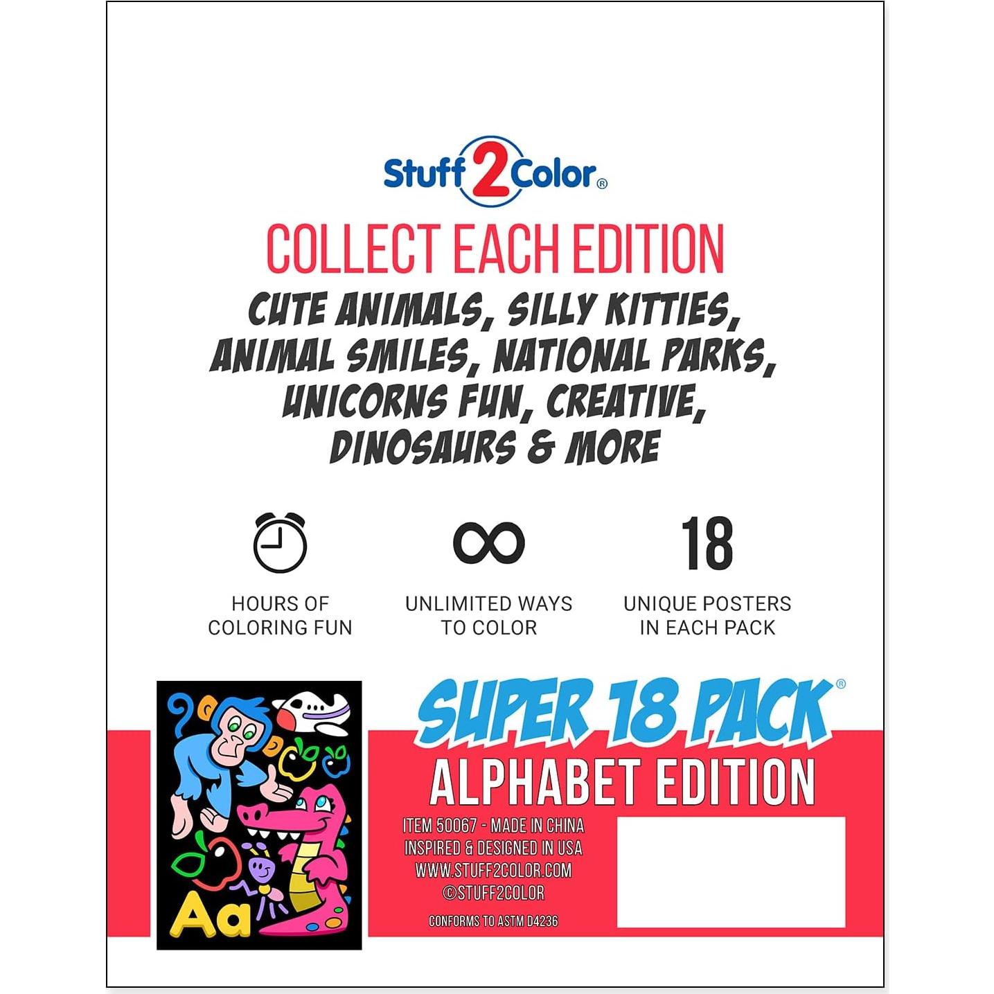 Pack de 18 Pósters para Colorear Terciopelo Difuso - Stuff2Color