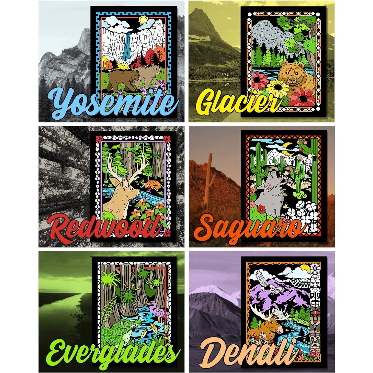 Póster de Colorear Parques Nacionales 6 Pack Stuff2Color