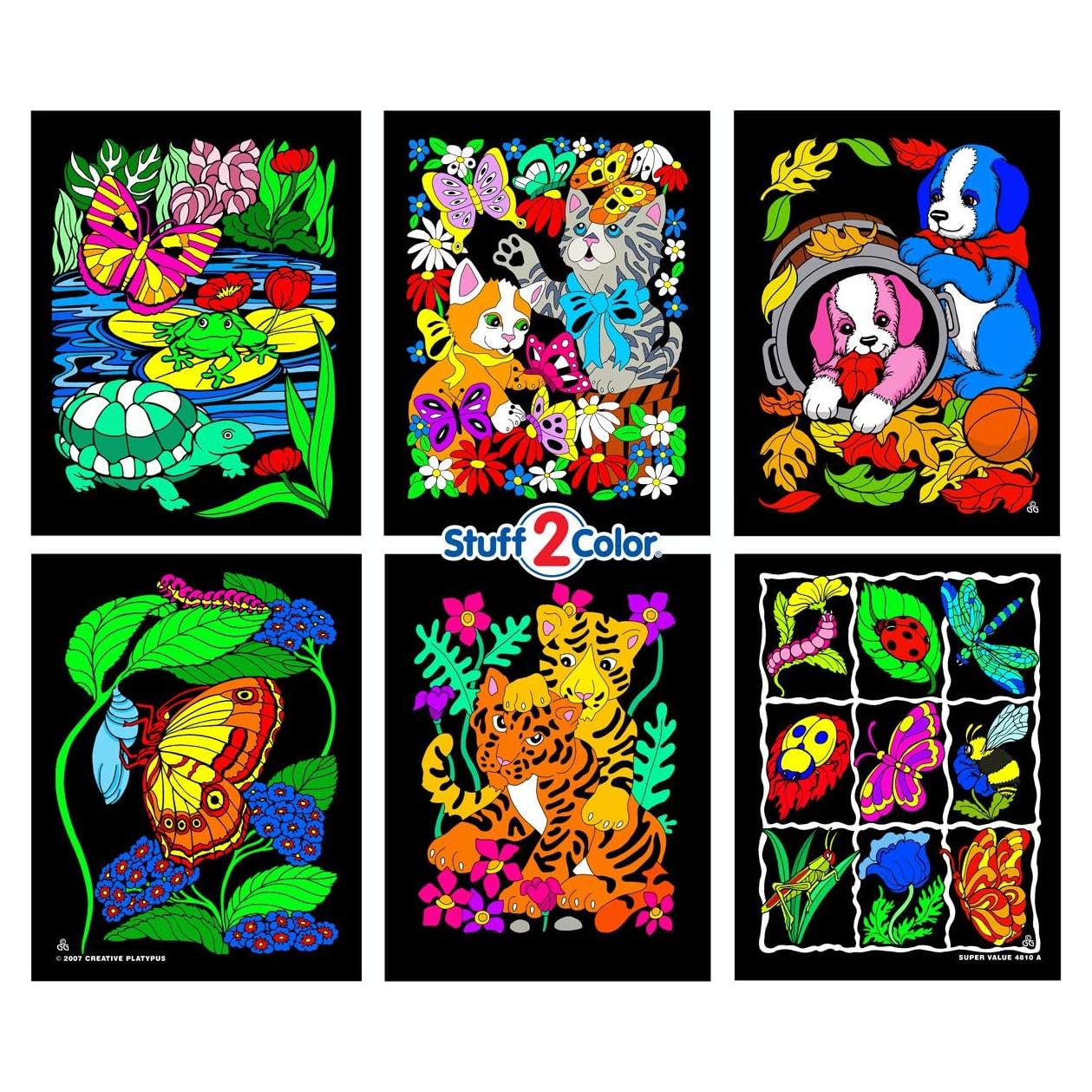 Pósters para Colorear Stuff2Color - 6 Diseños de Terciopelo