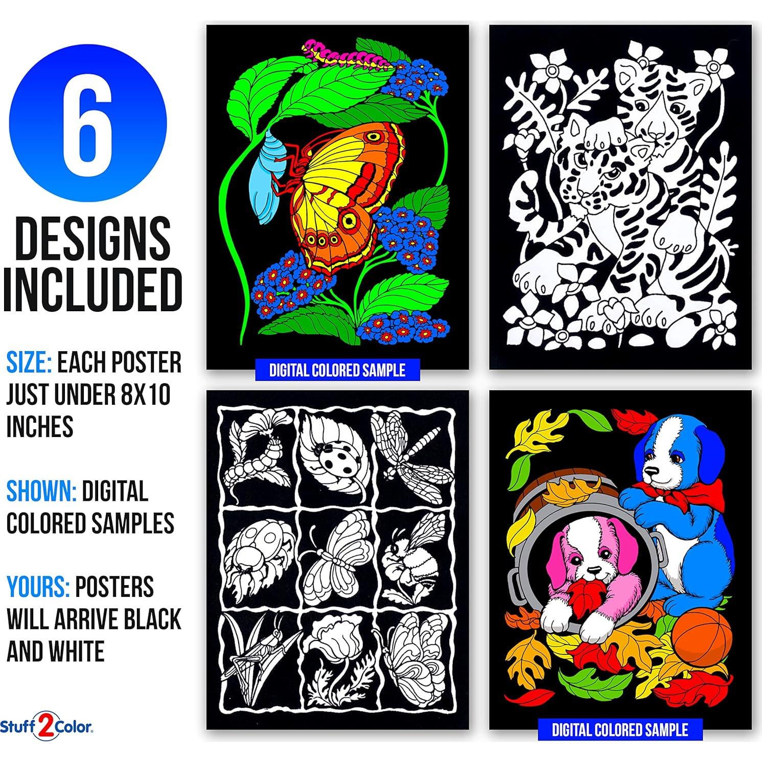 Pósters para Colorear Stuff2Color - 6 Diseños de Terciopelo