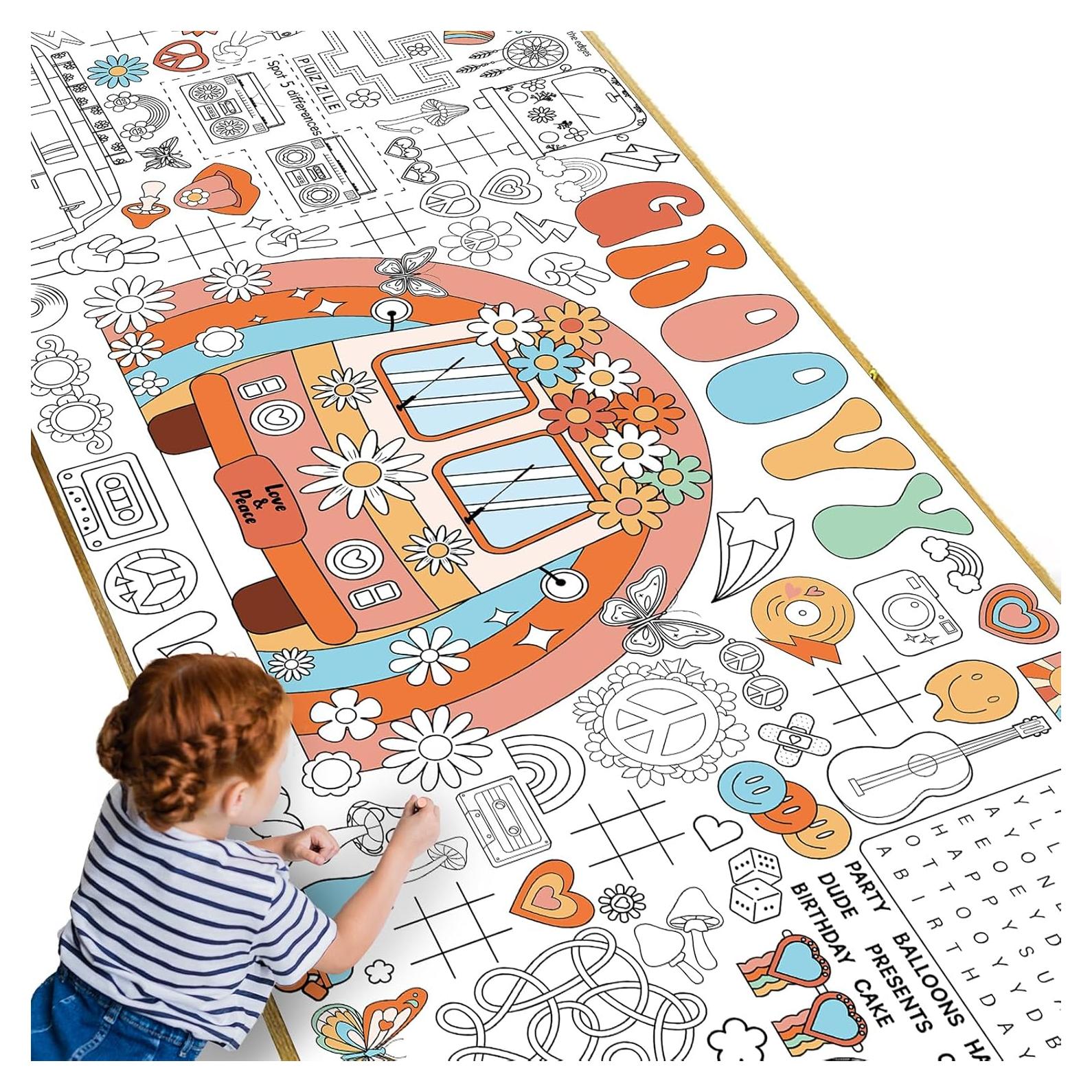 Póster Gigante para Colorear Naozinebi 180x80 cm Hippie