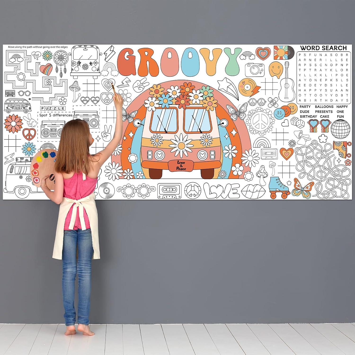 Póster Gigante para Colorear Naozinebi 180x80 cm Hippie