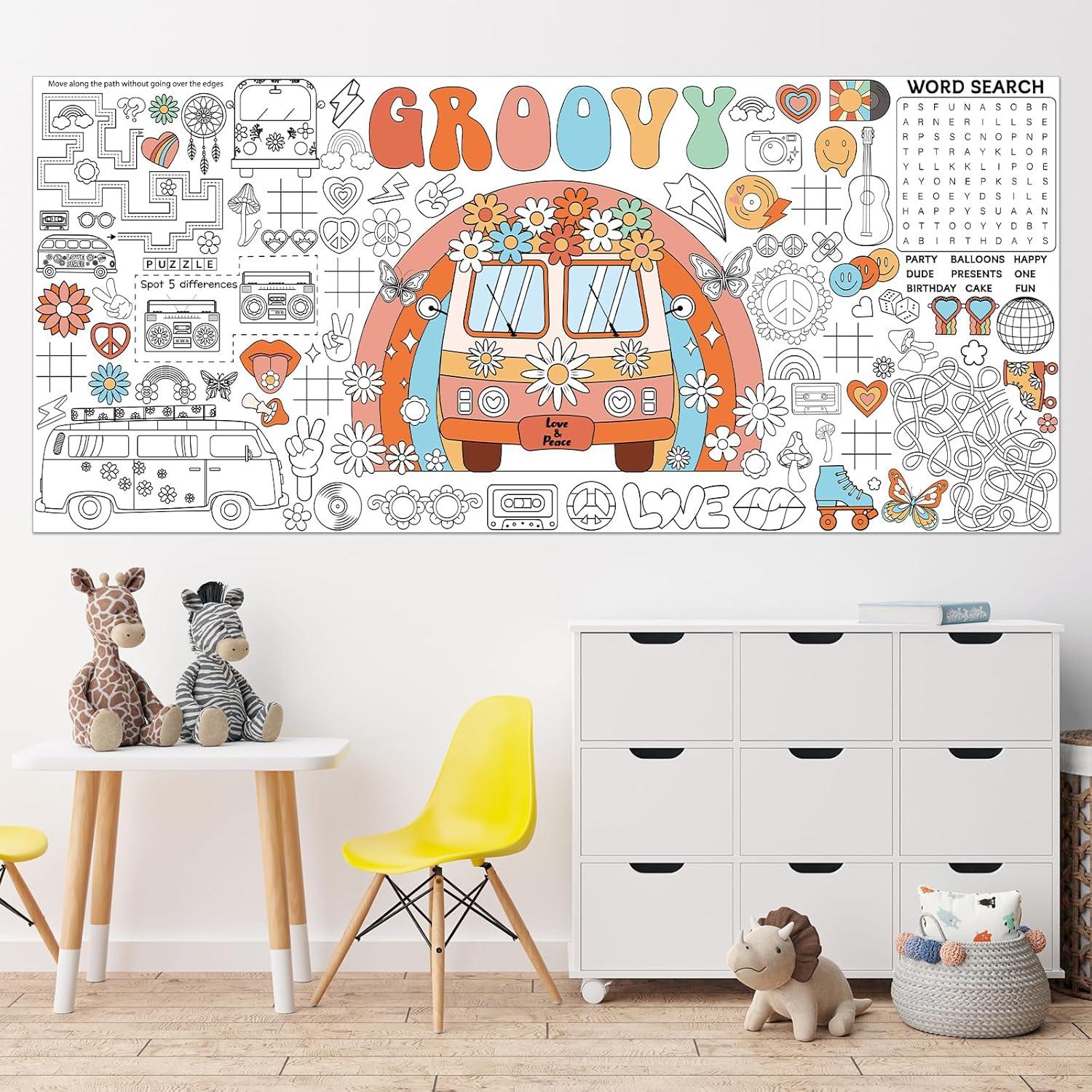 Póster Gigante para Colorear Naozinebi 180x80 cm Hippie