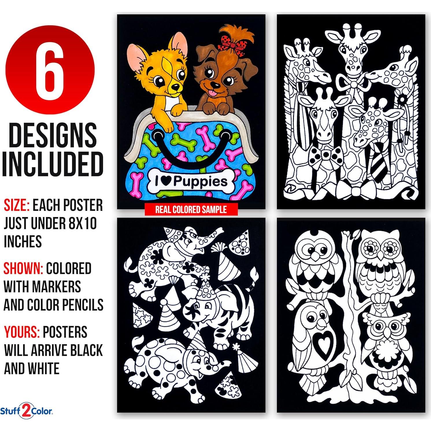 Pósters de Colorear Terciopelo Stuff2Color - Paquete de 6