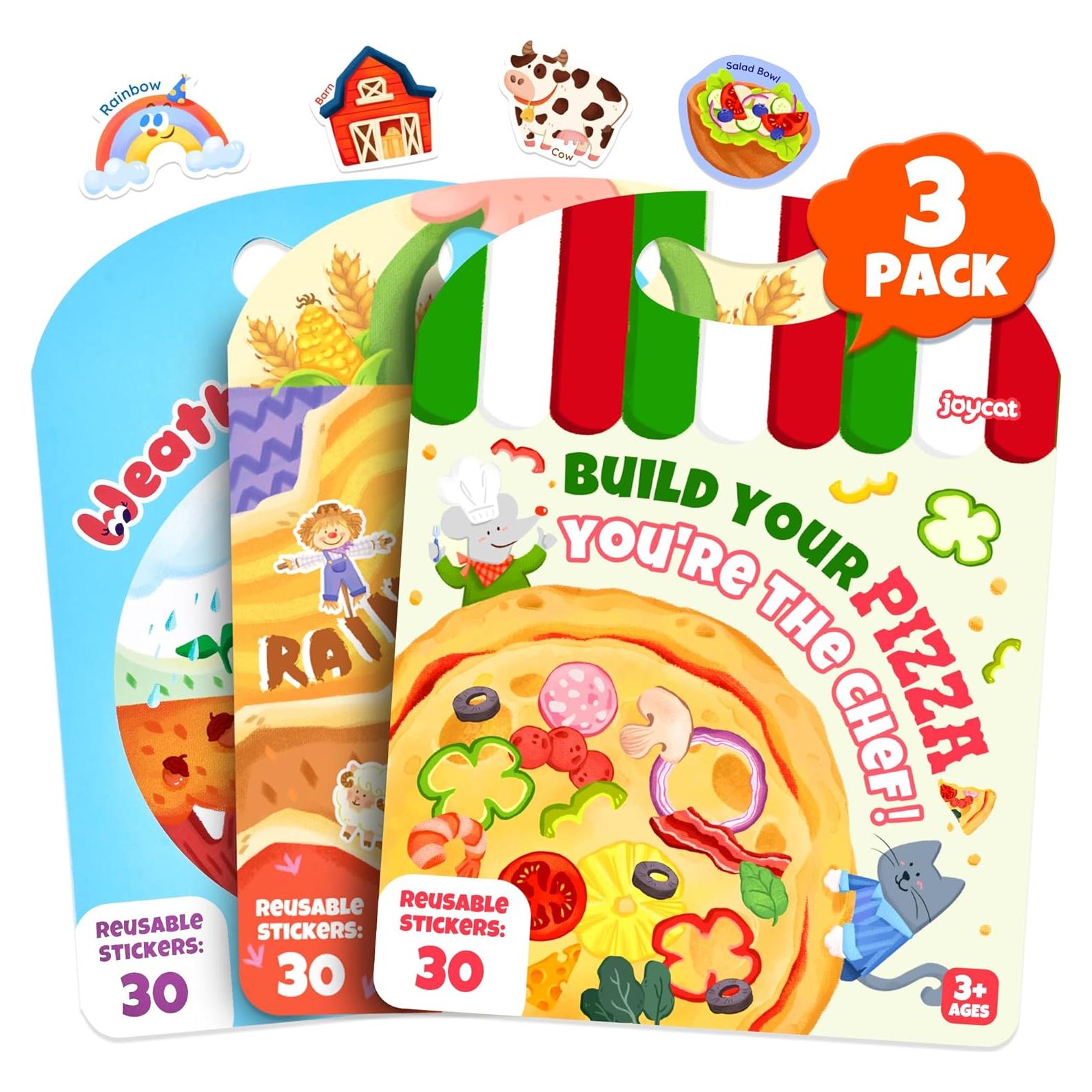 Conjunto de Libros de Pegatinas Reutilizables JoyCat - 3 Temas