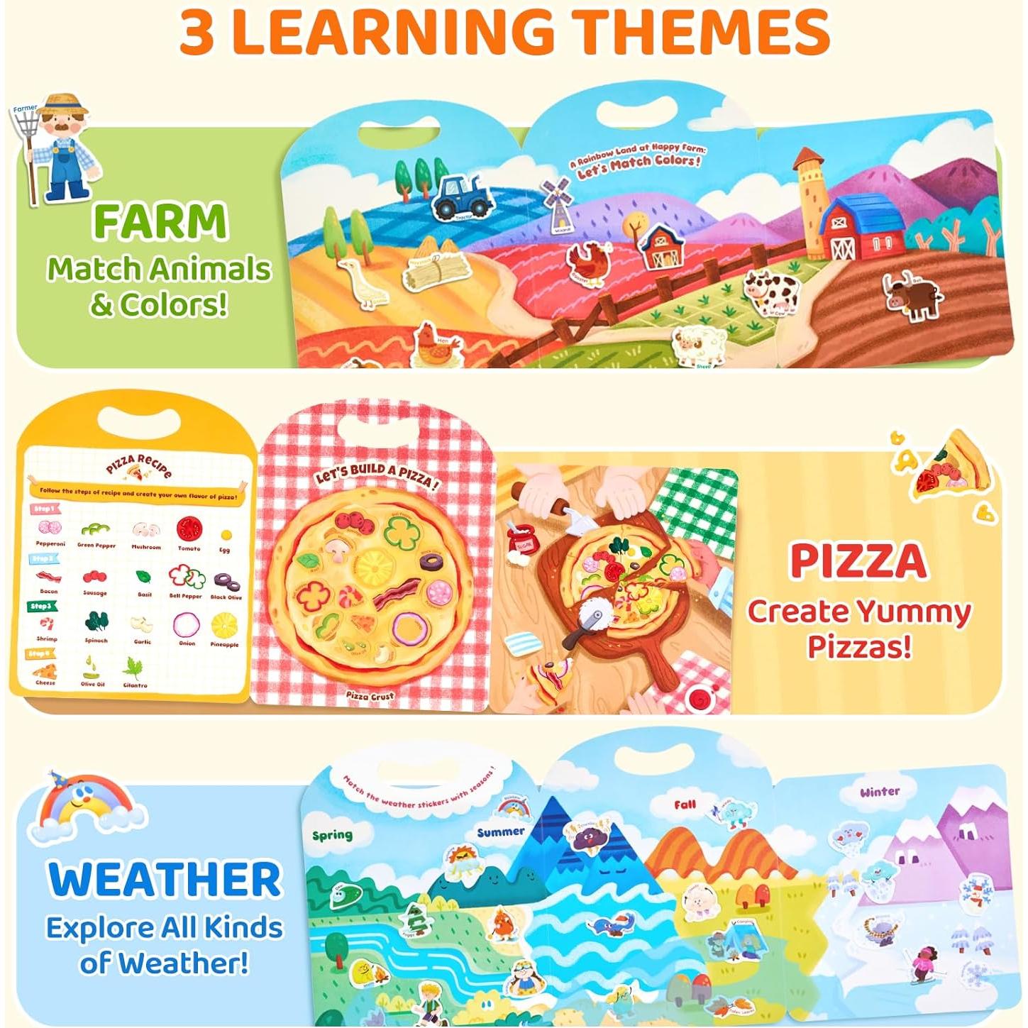 Conjunto de Libros de Pegatinas Reutilizables JoyCat - 3 Temas