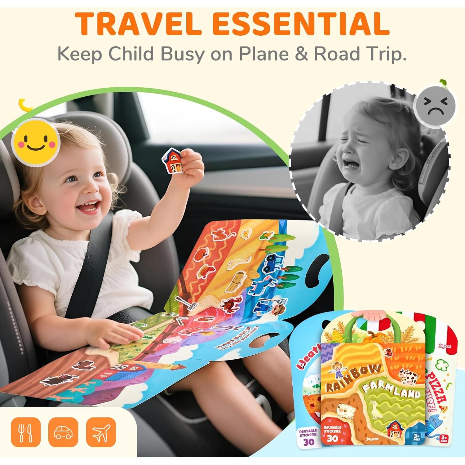 Conjunto de Libros de Pegatinas Reutilizables JoyCat - 3 Temas