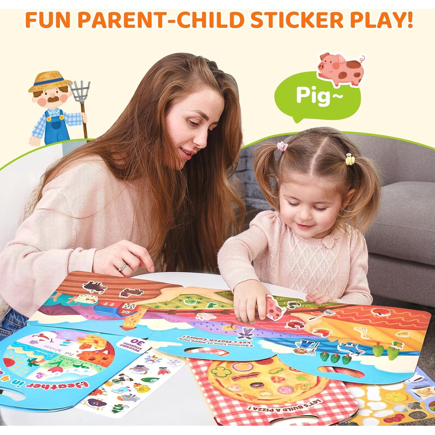 Conjunto de Libros de Pegatinas Reutilizables JoyCat - 3 Temas