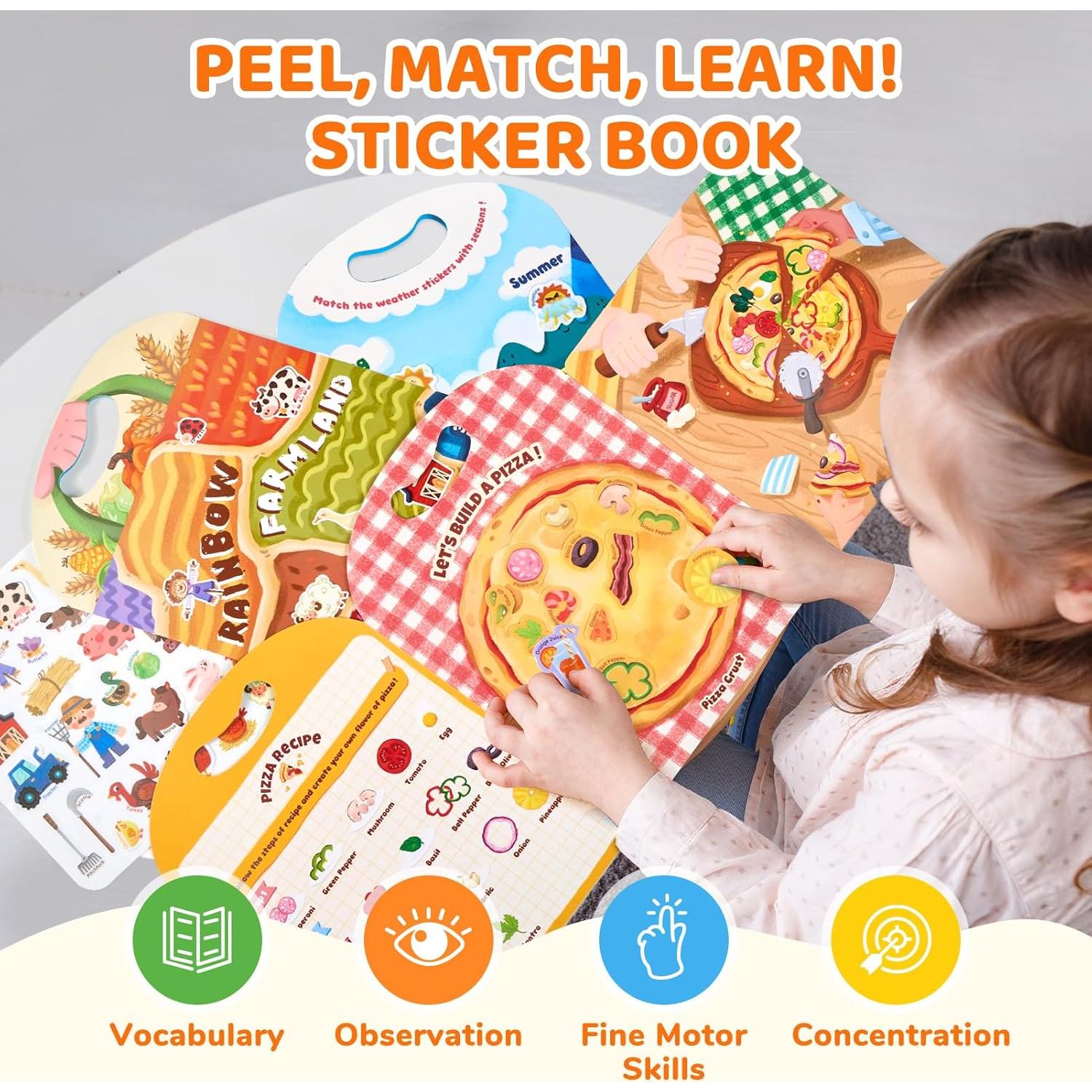 Conjunto de Libros de Pegatinas Reutilizables JoyCat - 3 Temas