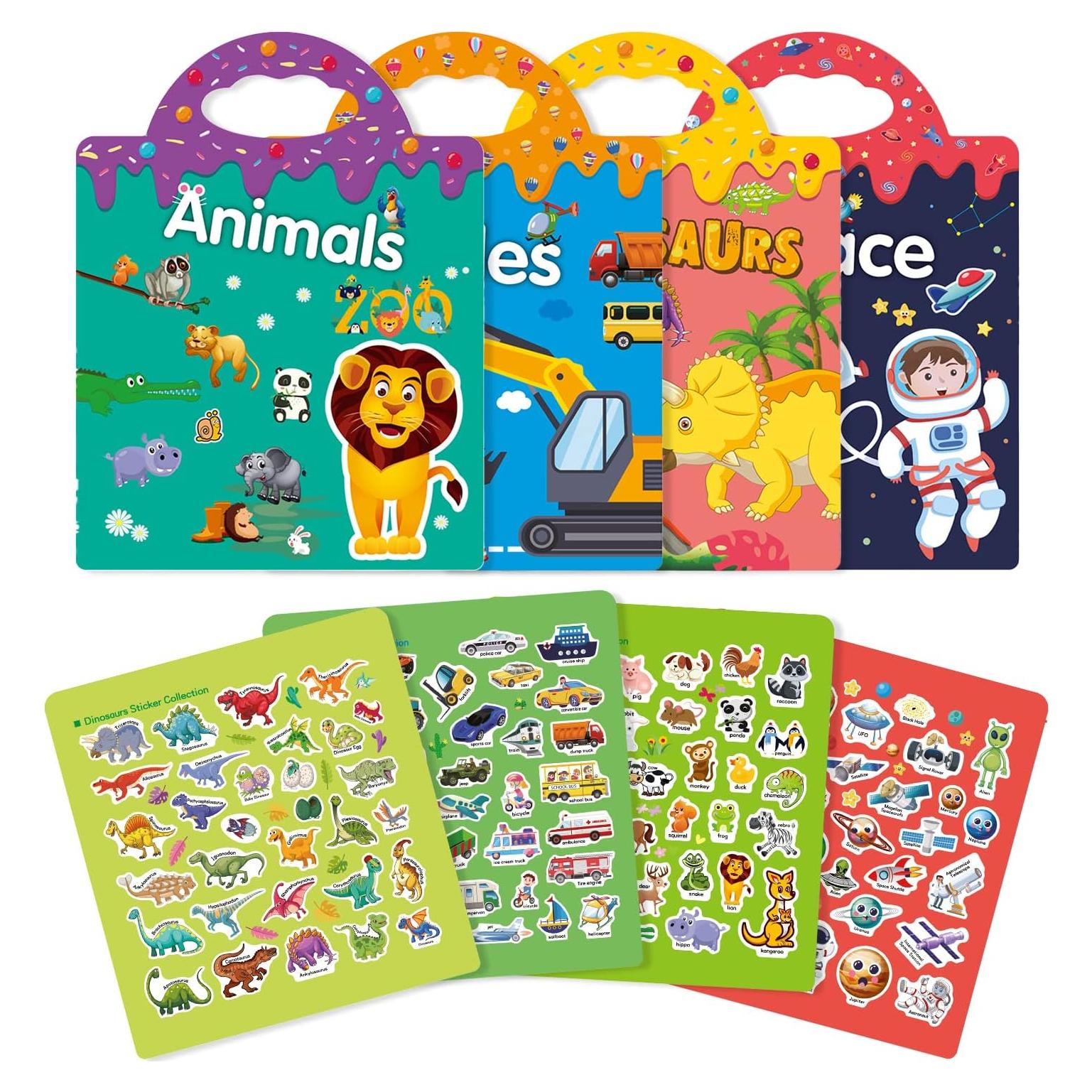 GUYUCOM Set de 4 Libros de Pegatinas Reutilizables para Niños