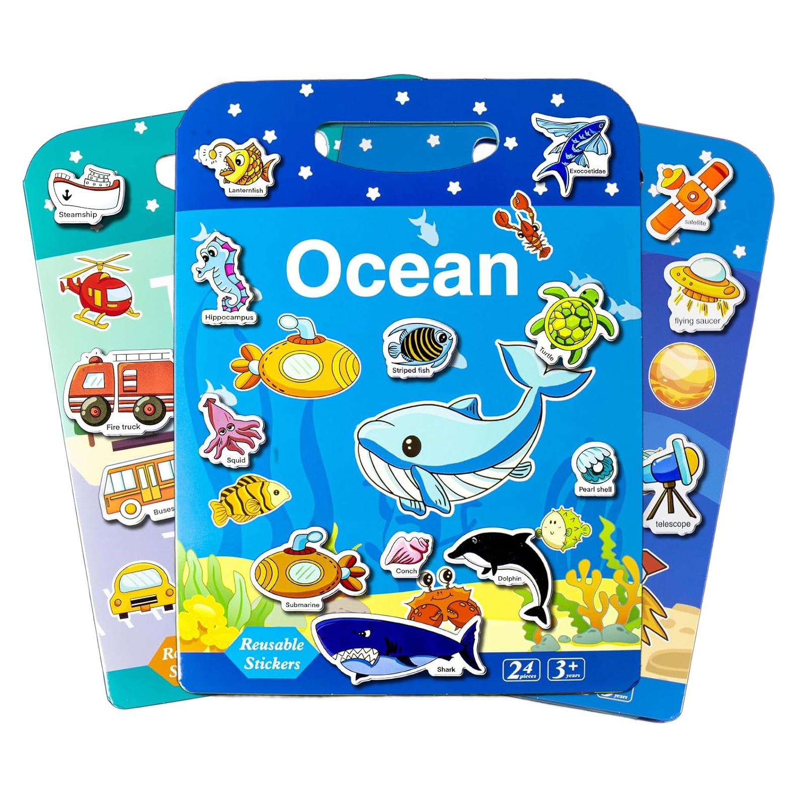 Paquete de 3 Libros de Pegatinas Reutilizables KIDS KING