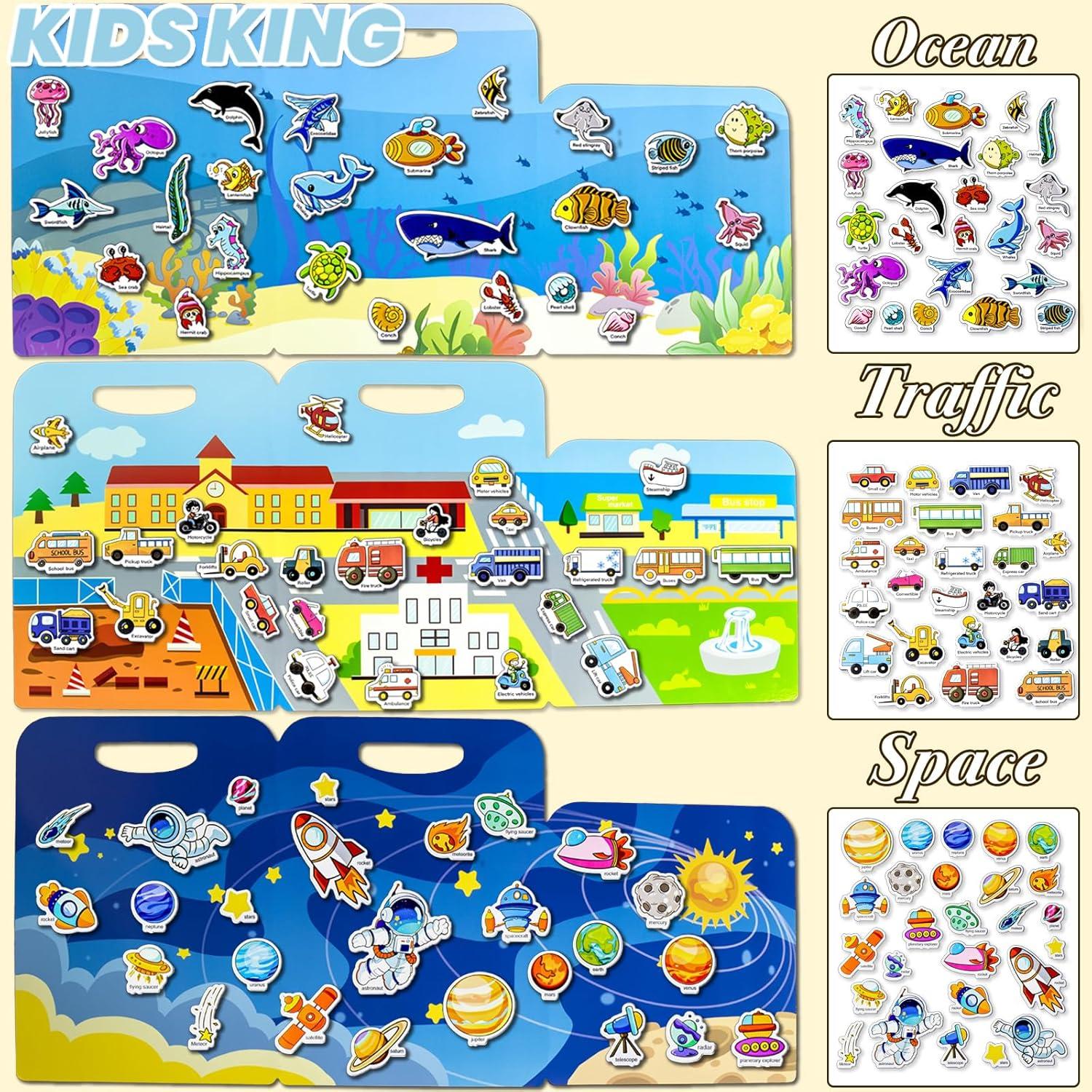 Paquete de 3 Libros de Pegatinas Reutilizables KIDS KING