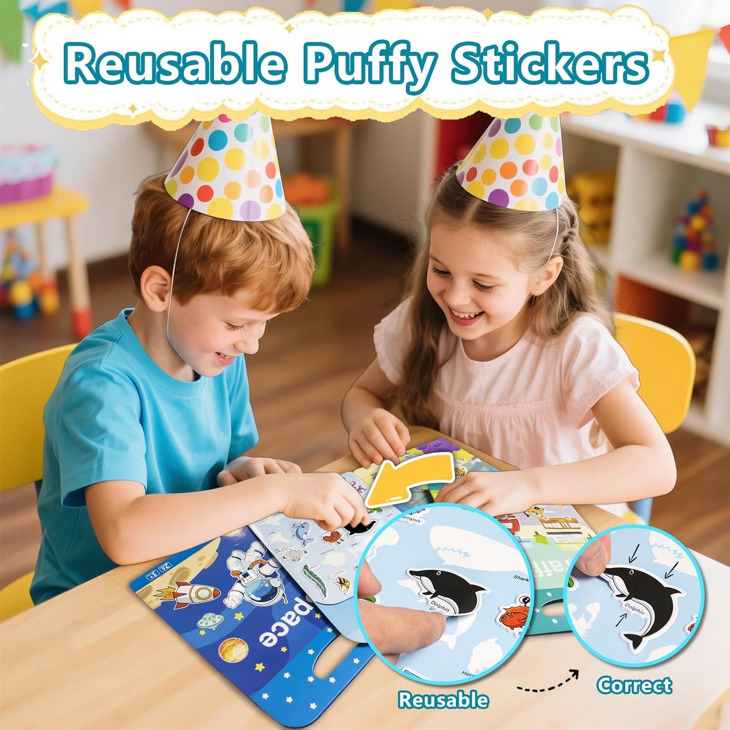 Paquete de 3 Libros de Pegatinas Reutilizables KIDS KING