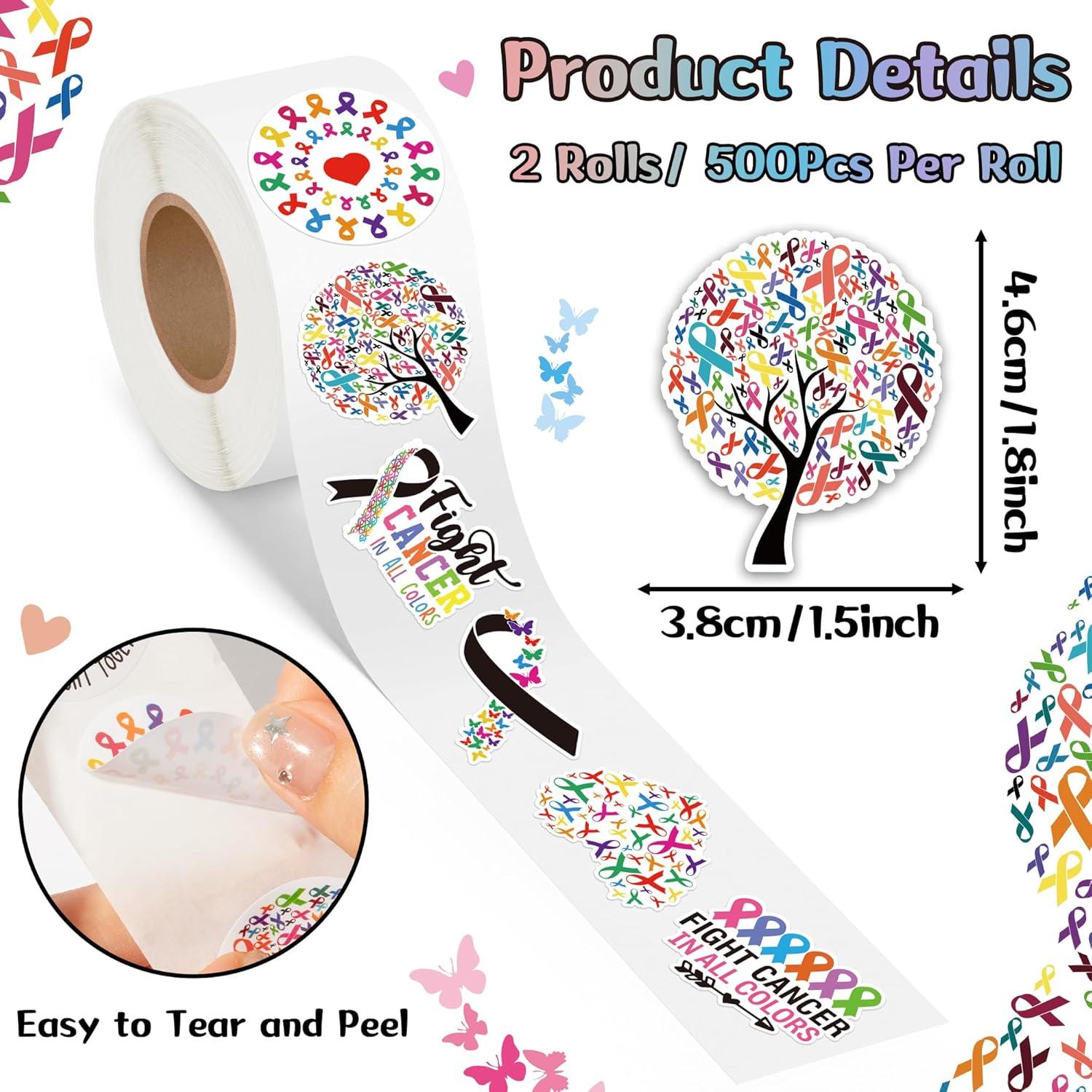 Pegatinas de Concienciación sobre el Cáncer BkeeCten - 1000 Piezas