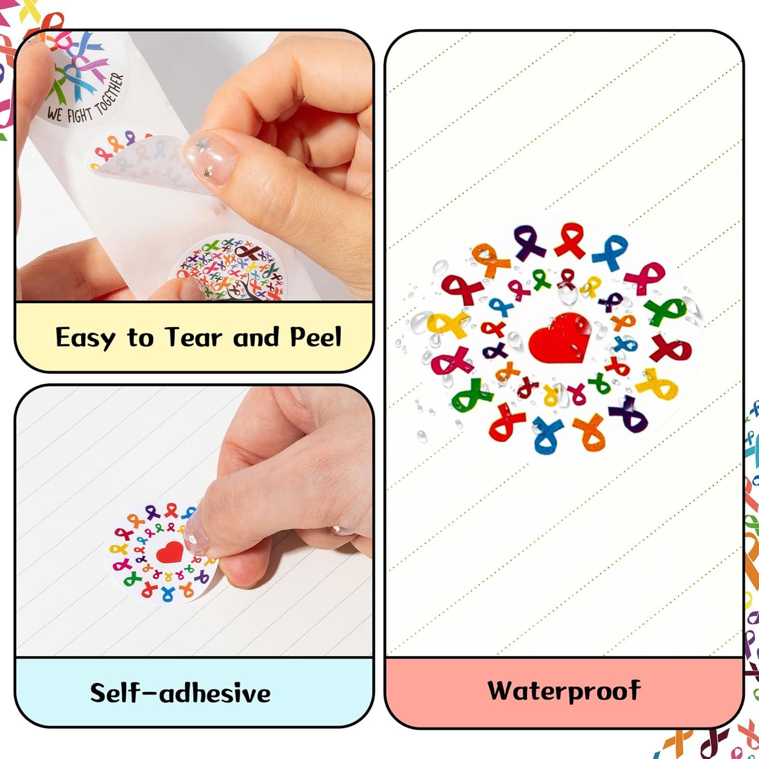 Pegatinas de Concienciación sobre el Cáncer BkeeCten - 1000 Piezas