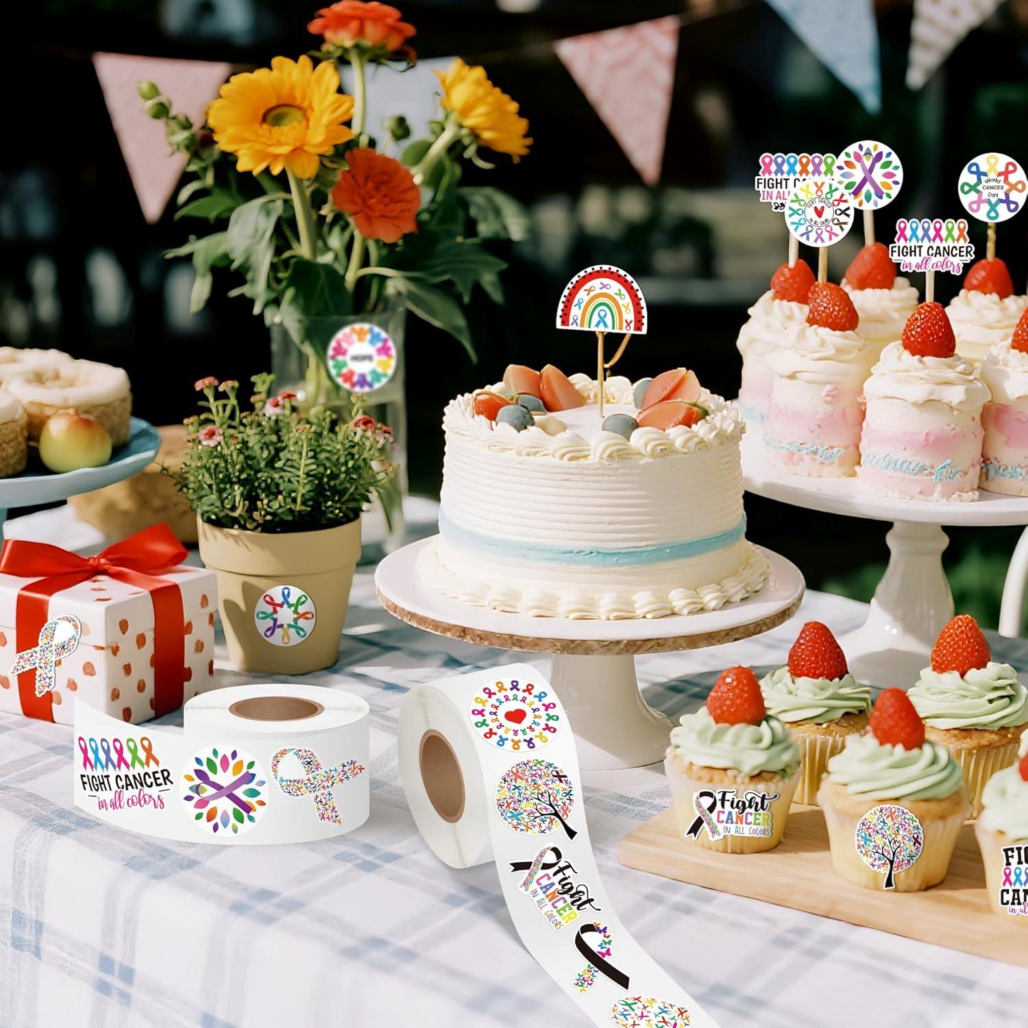 Pegatinas de Concienciación sobre el Cáncer BkeeCten - 1000 Piezas