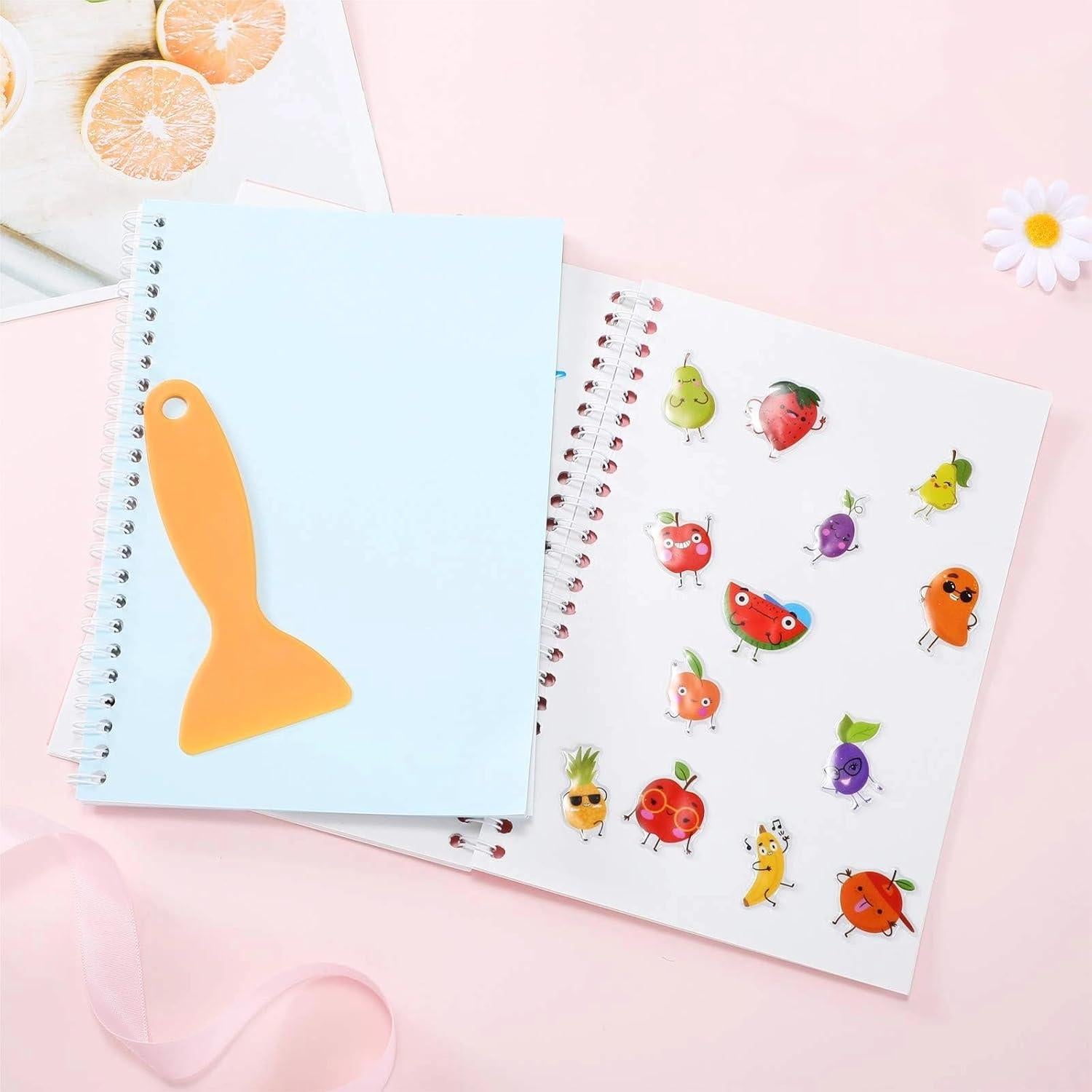 Libro de Pegatinas Reutilizable Zonon A5 2 Pcs con Espátula