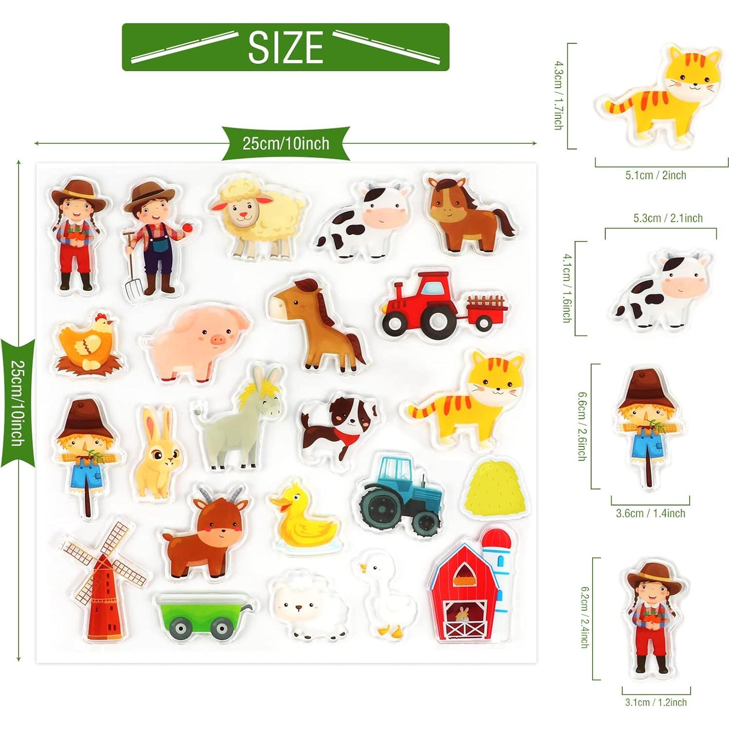 Adhesivos de Gel Grueso Tevxj Animales de Granja 23 PCS