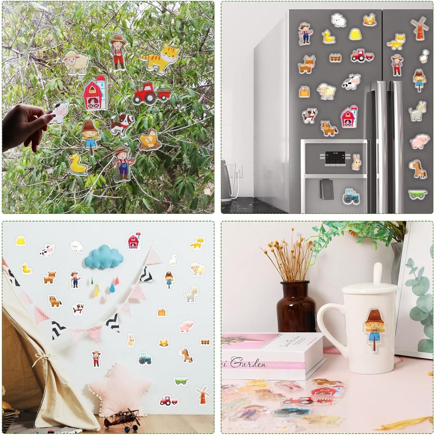 Adhesivos de Gel Grueso Tevxj Animales de Granja 23 PCS