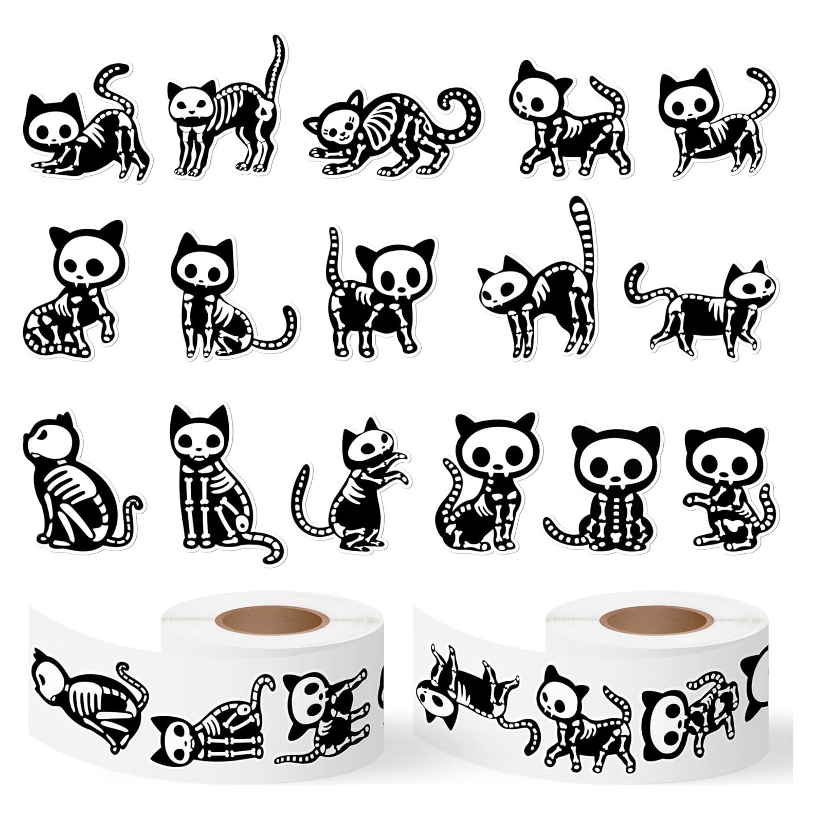 Calcomanías de Gato Esqueleto de Halloween CNhoqc - 1000 Piezas