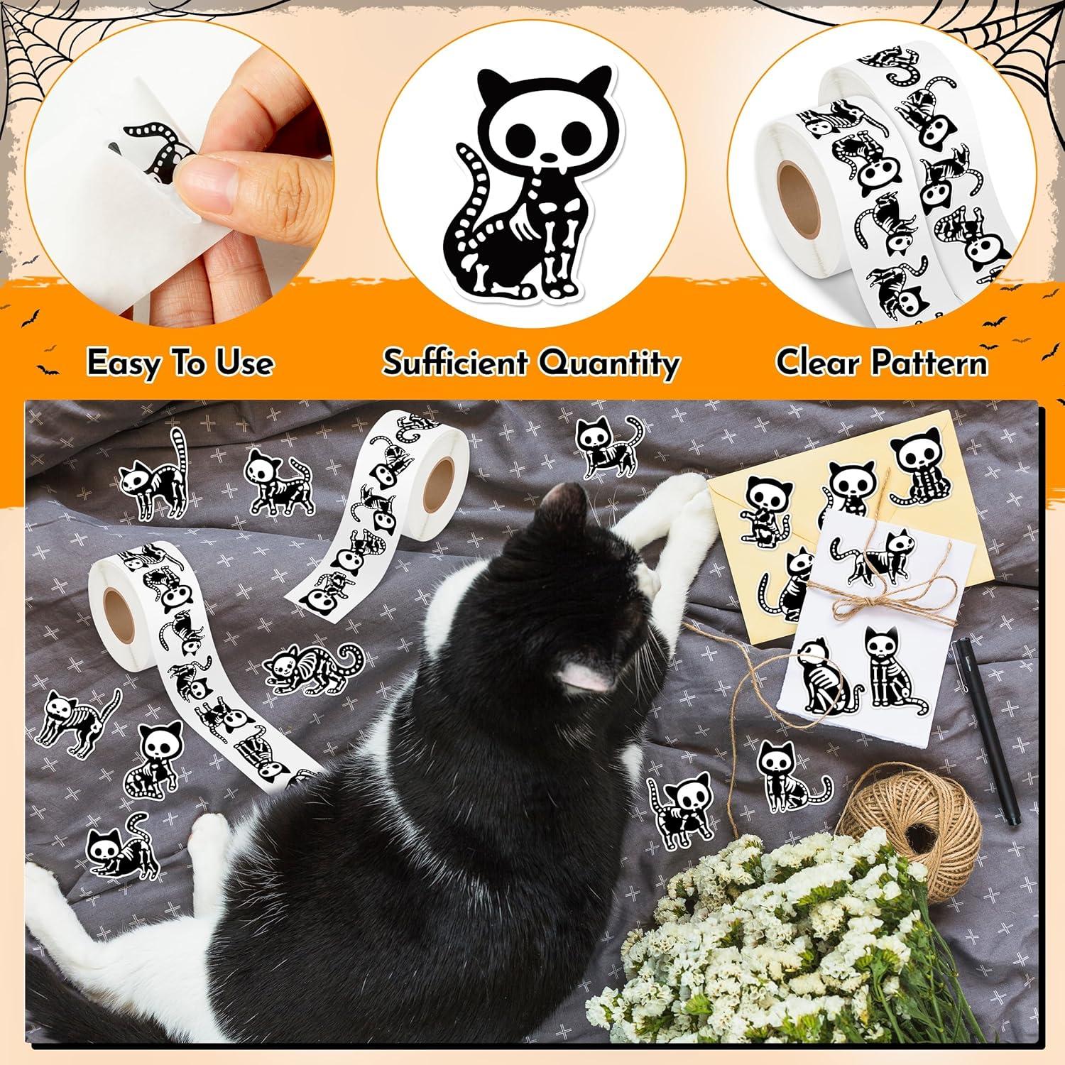 Calcomanías de Gato Esqueleto de Halloween CNhoqc - 1000 Piezas