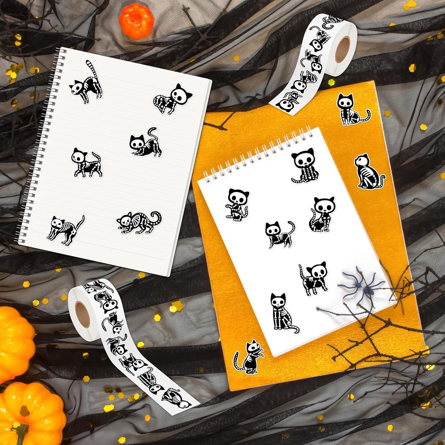 Calcomanías de Gato Esqueleto de Halloween CNhoqc - 1000 Piezas