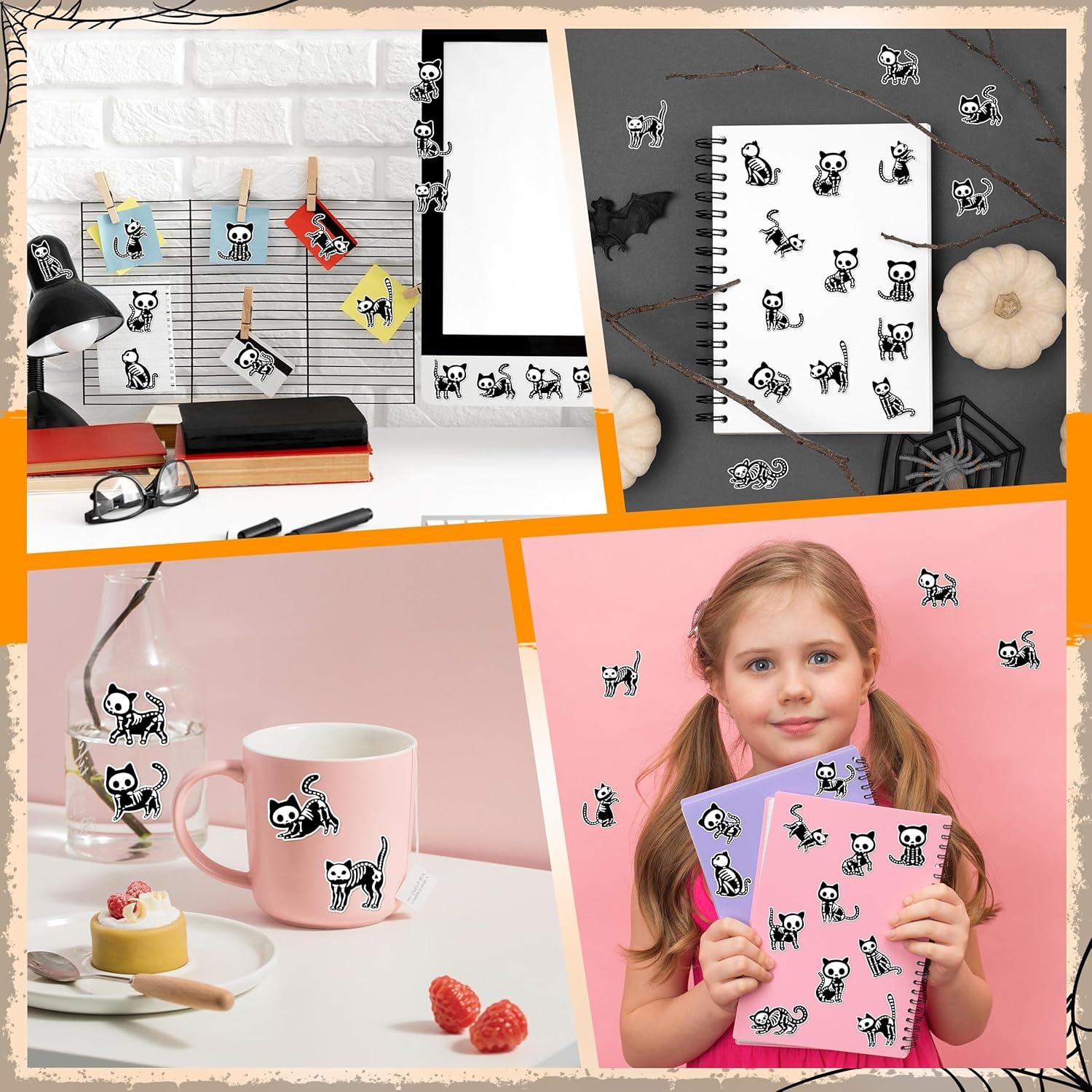 Calcomanías de Gato Esqueleto de Halloween CNhoqc - 1000 Piezas